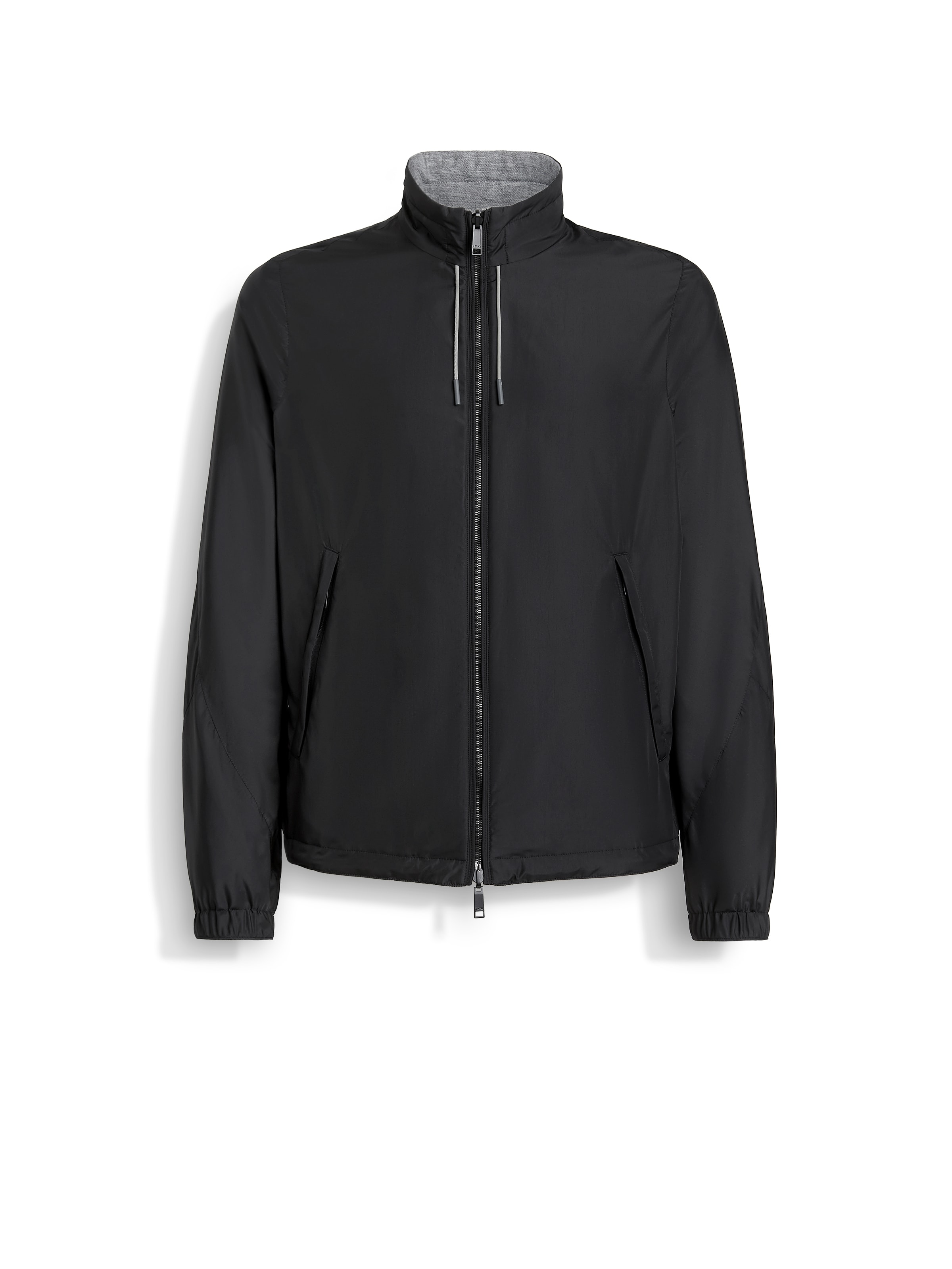 Zegna Blouson Réversible Brezza En Microfibre In Black/grey