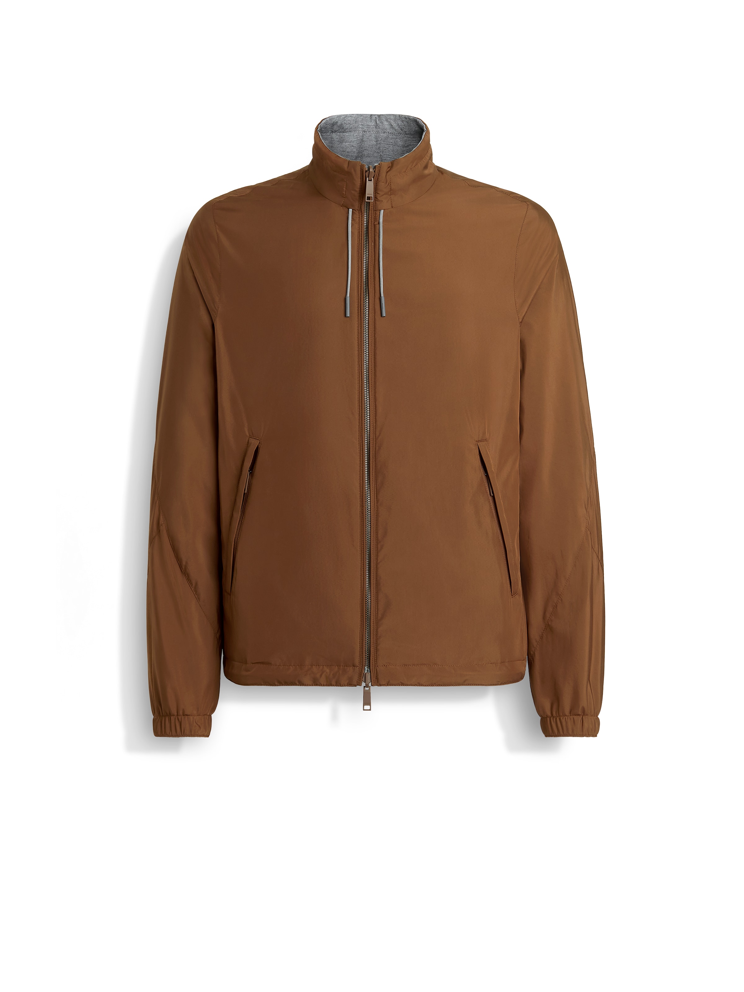 Zegna Reversible Zip-up Sport Jacket In Foliage/grey
