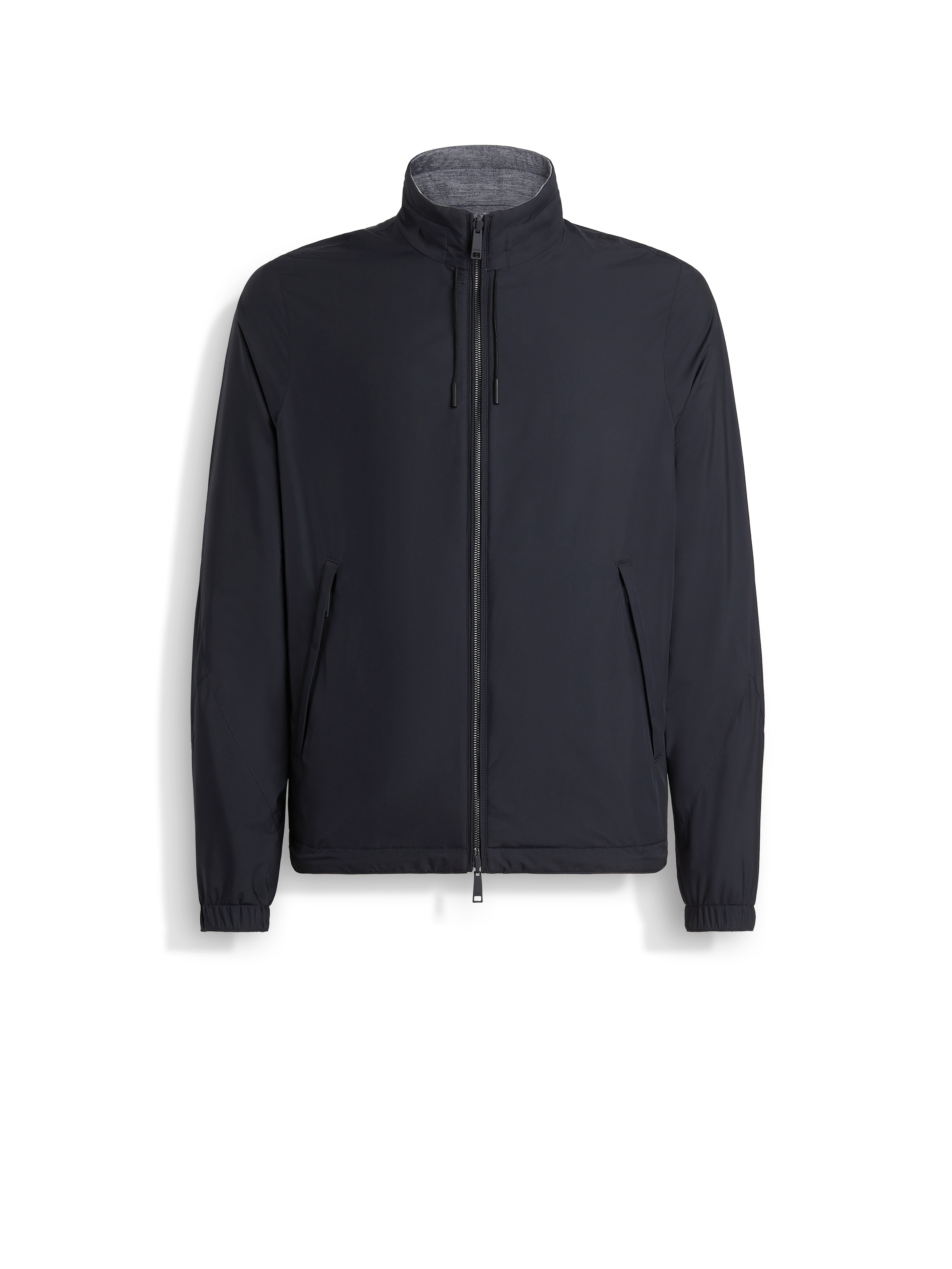 Shop Zegna Blouson Réversible Brezza En Tissu Technique In Navy Blue/grey