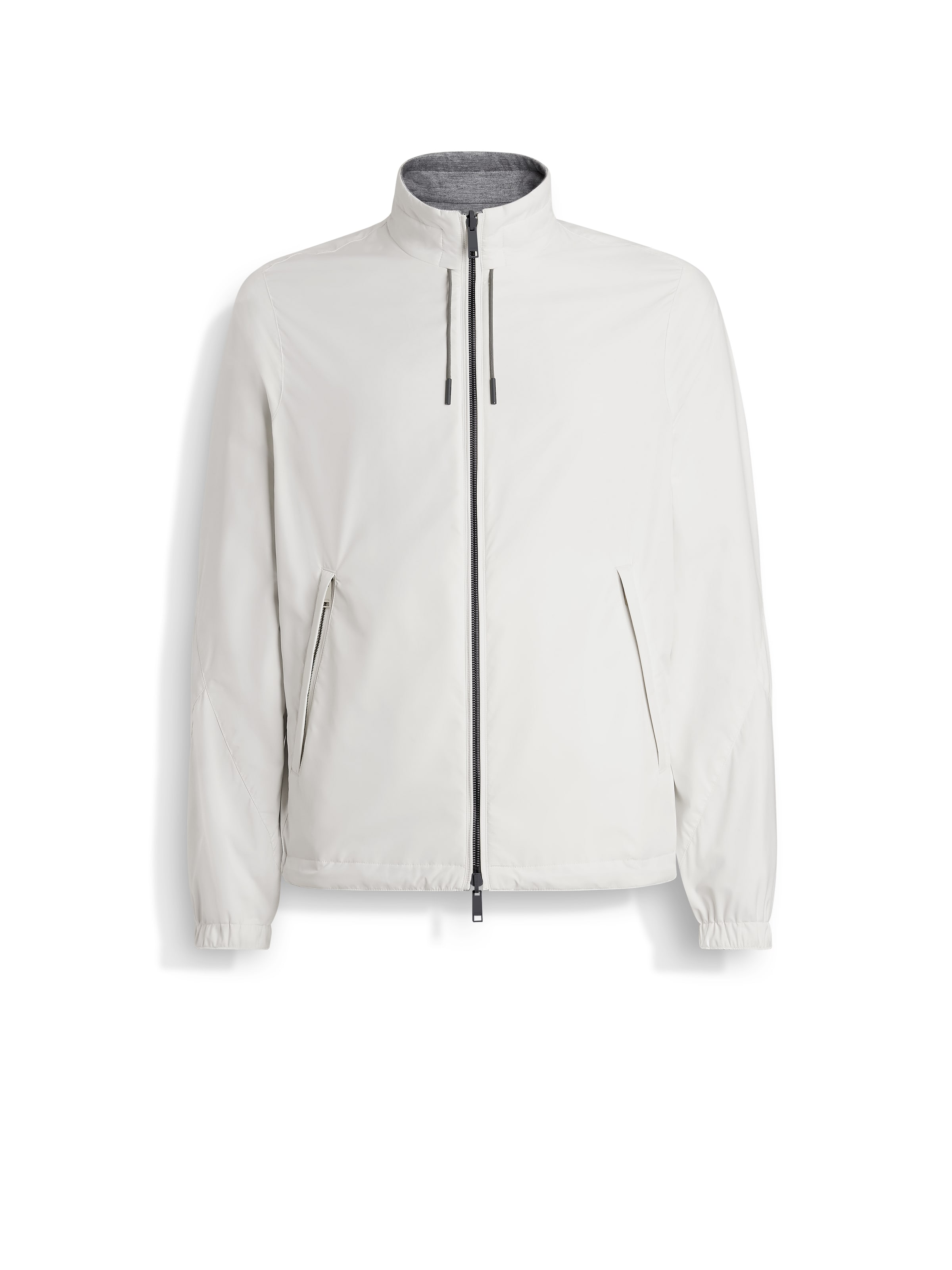 Zegna Nylon Reversible Blouson In Blanc/gris