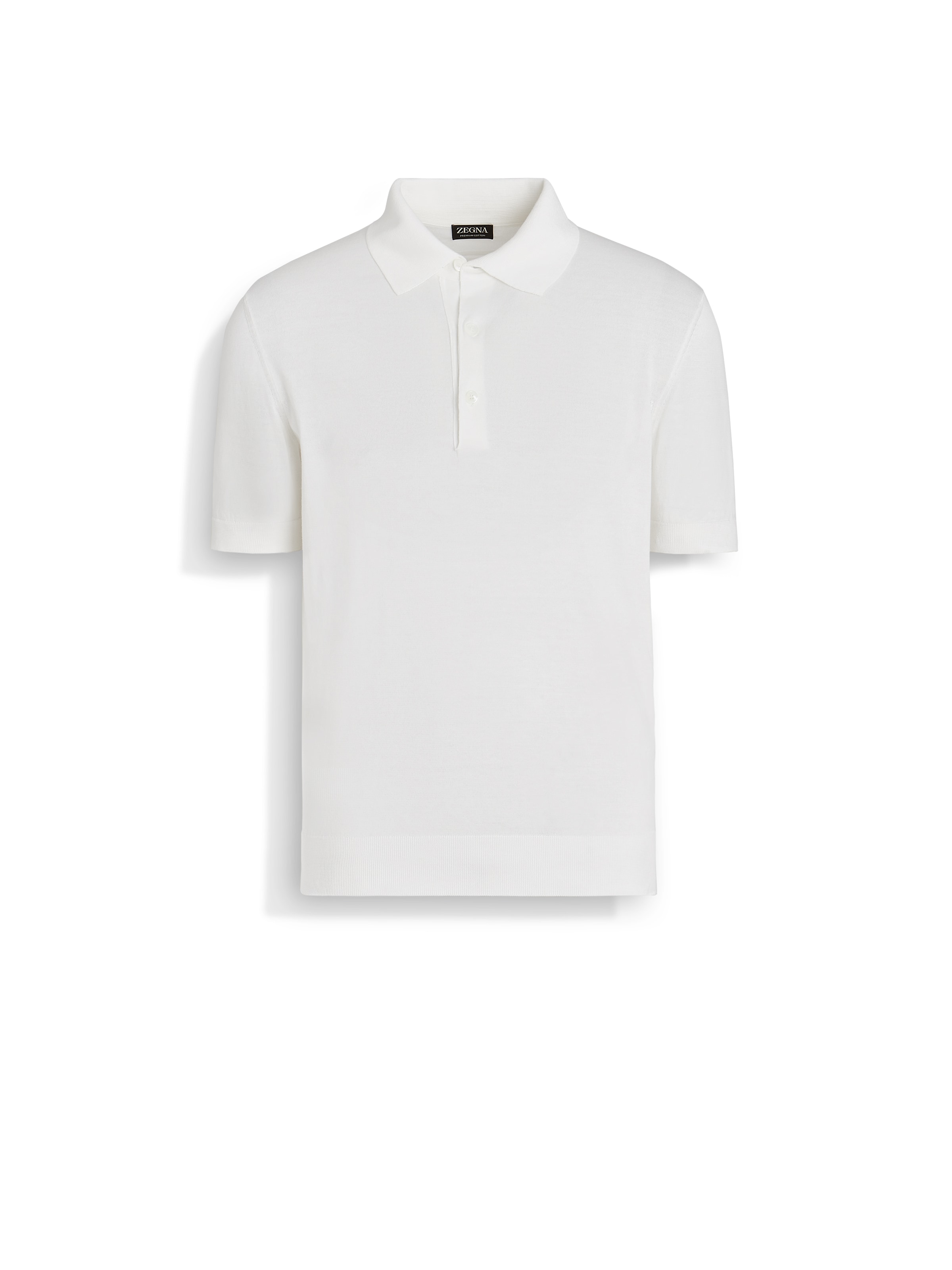 Zegna Cotton Polo Shirt With Intarsia Knitted Stripe In White