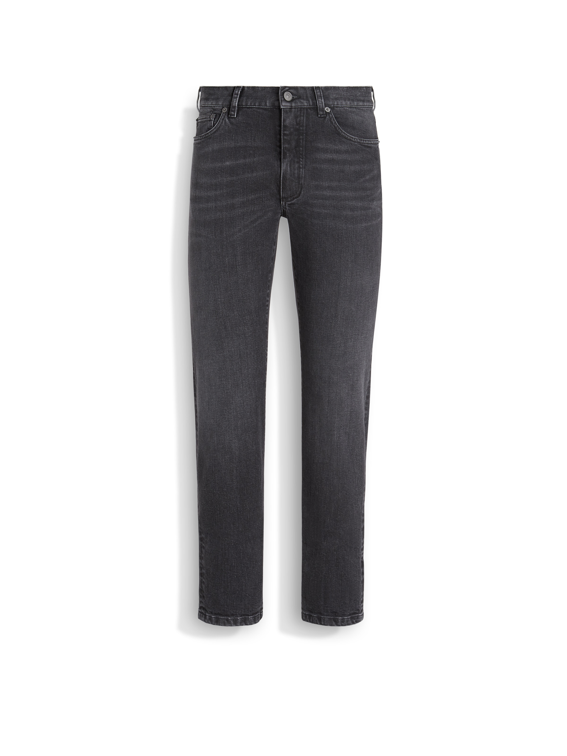 Shop Zegna Jean Roccia En Coton Extensible Gris Foncé Délavé In Dark Grey