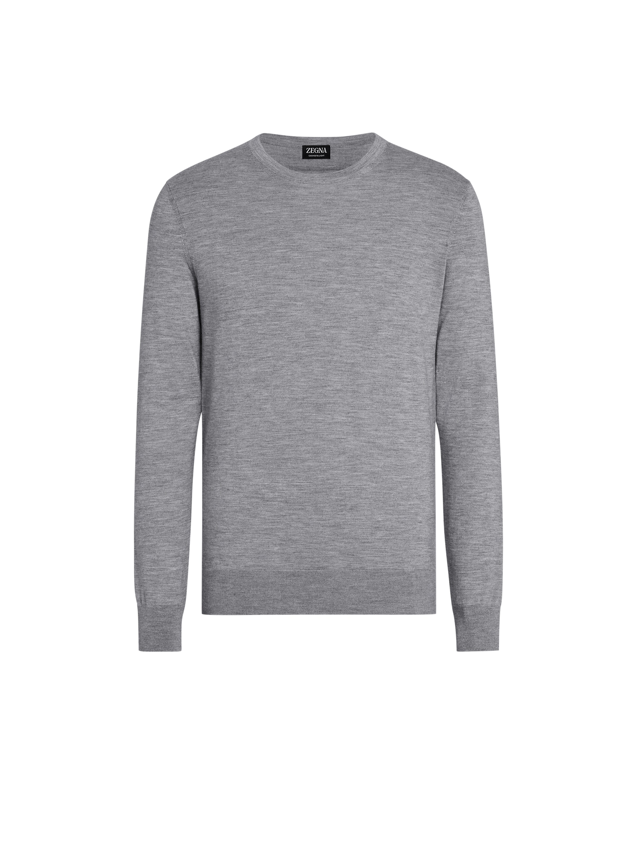 Shop Zegna Grey Mélange Cashseta Crewneck