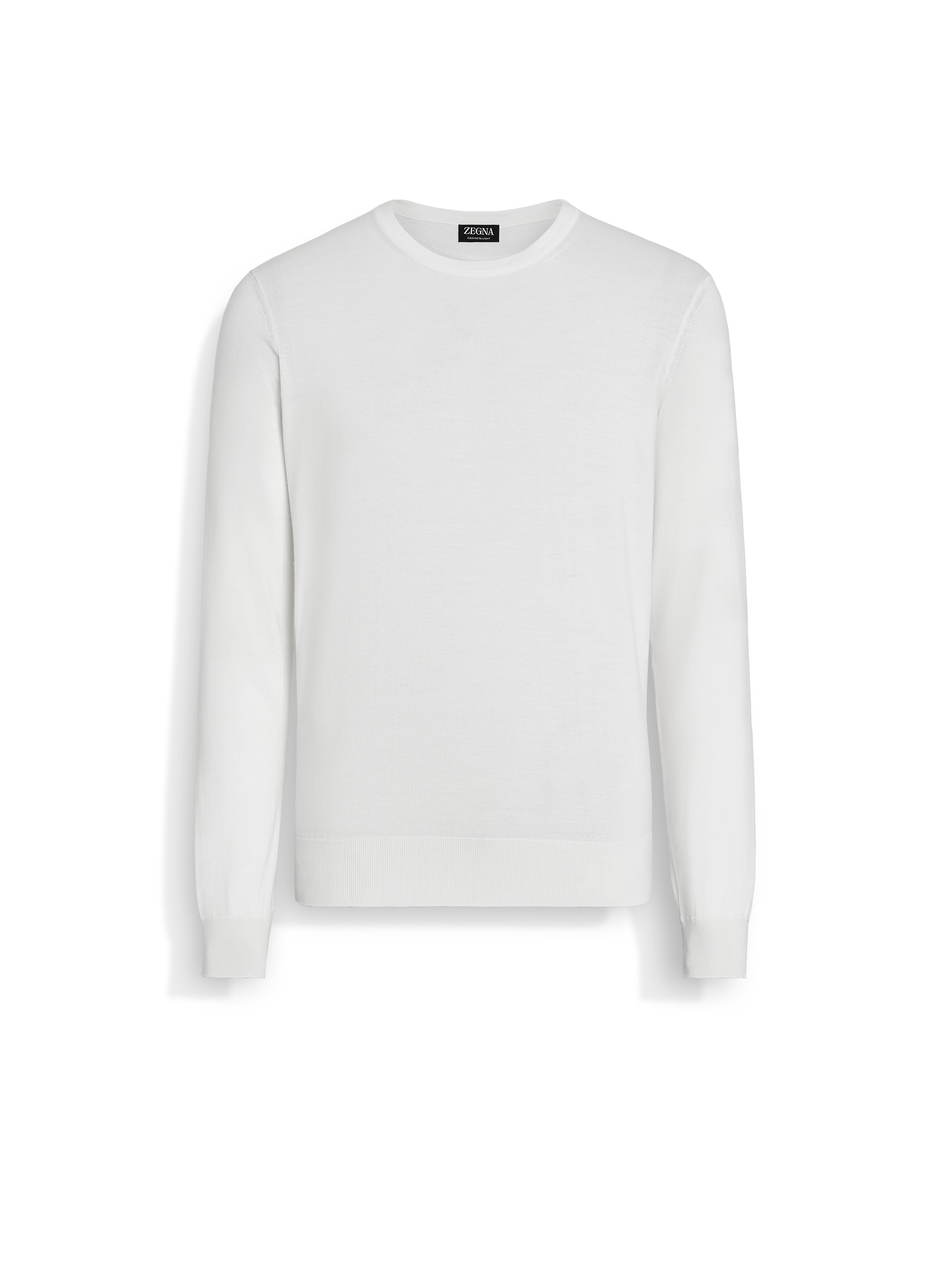 ZEGNA PULL RAS DU COU EN CASHSETA BLANC CHINÉ