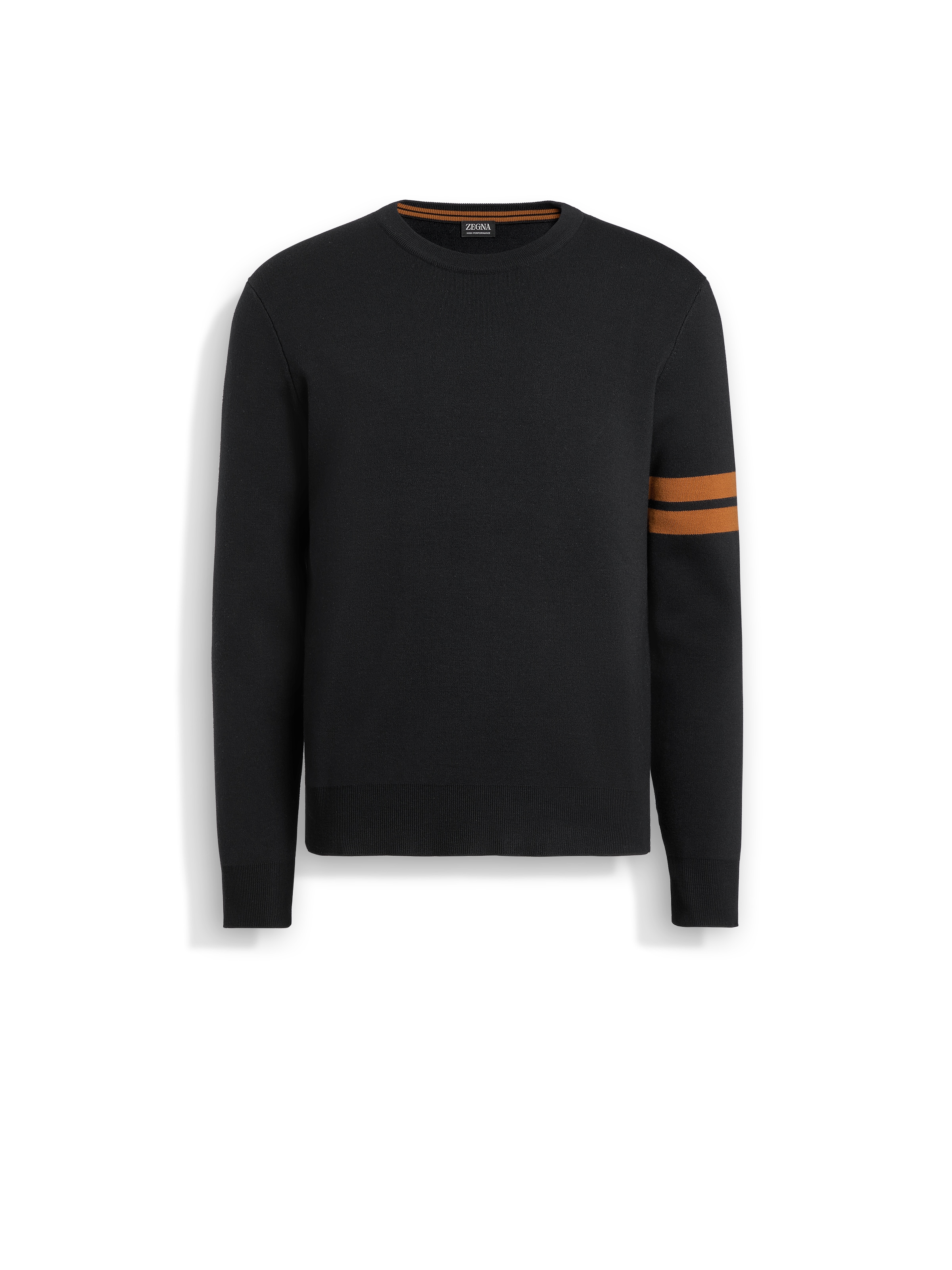 Zegna Crewneck Sweater With Ribbed Cuffs And Hem In Black