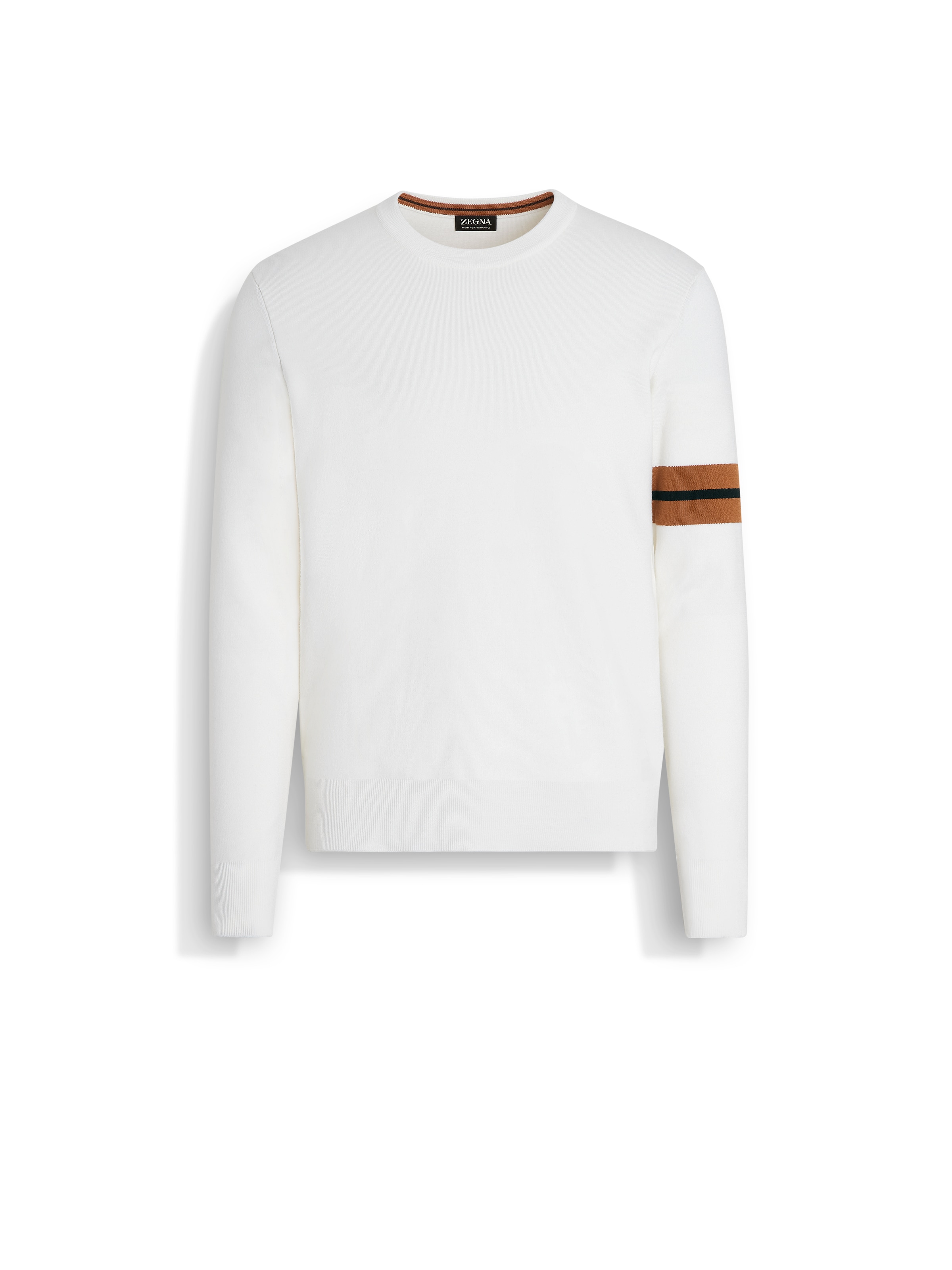 Zegna Stripe-detail Crew-neck Sweater In White