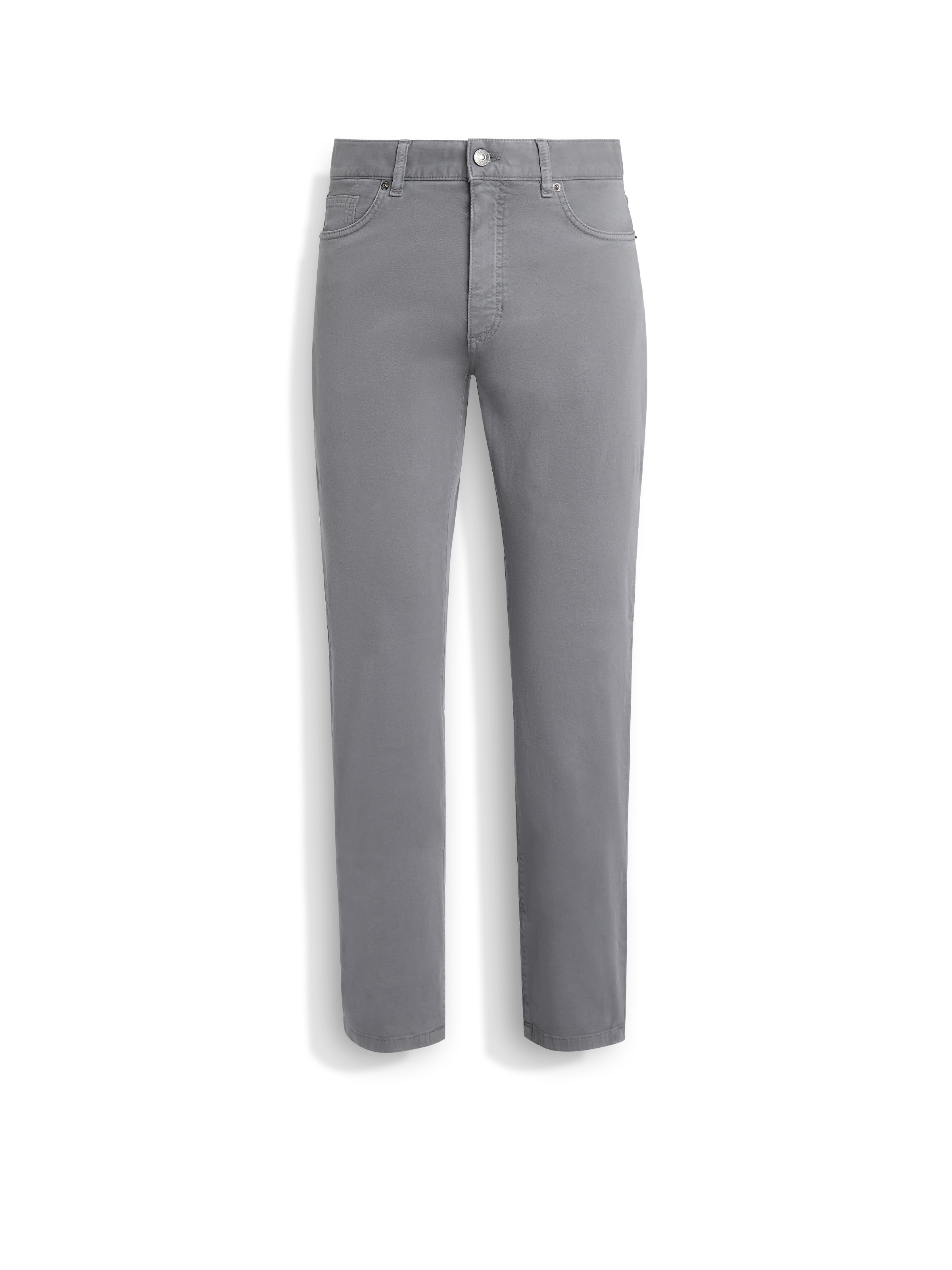 Shop Zegna Jean Roccia En Coton Extensible Gris Clair In Light Grey
