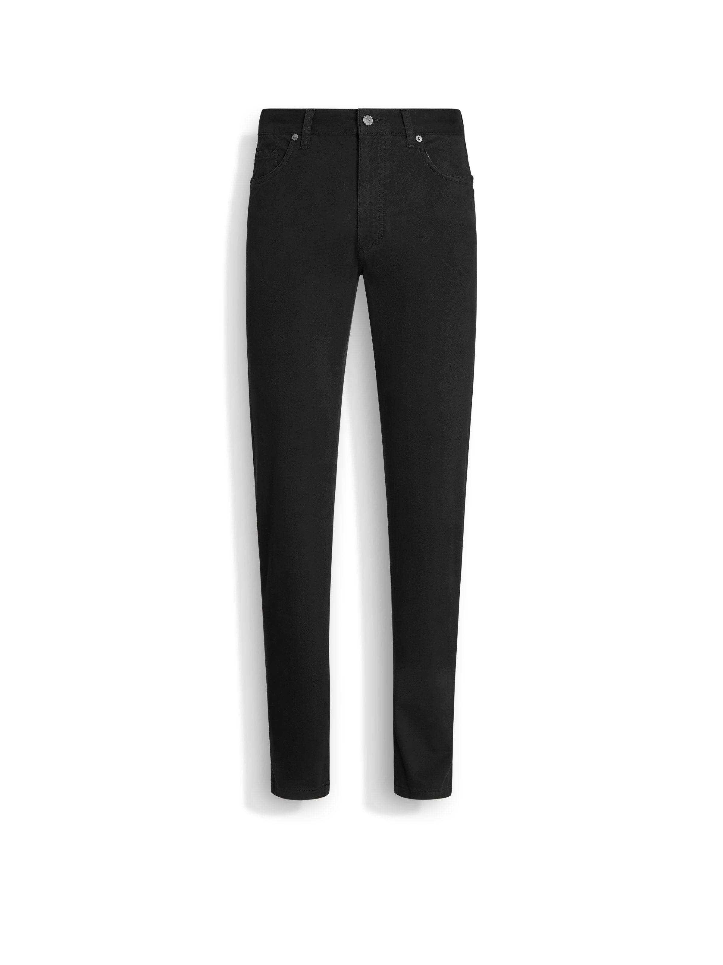 ZEGNA BLACK STRETCH COTTON ROCCIA JEANS