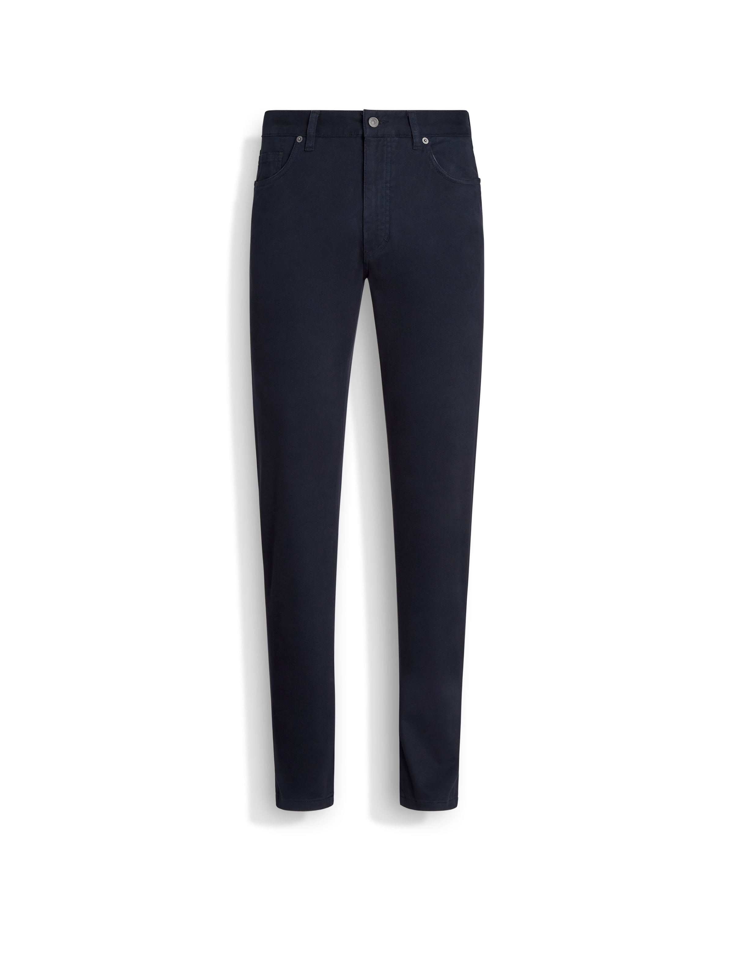 Zegna Pantalon Roccia En Coton Extensible Bleu Marine In Navy Blue