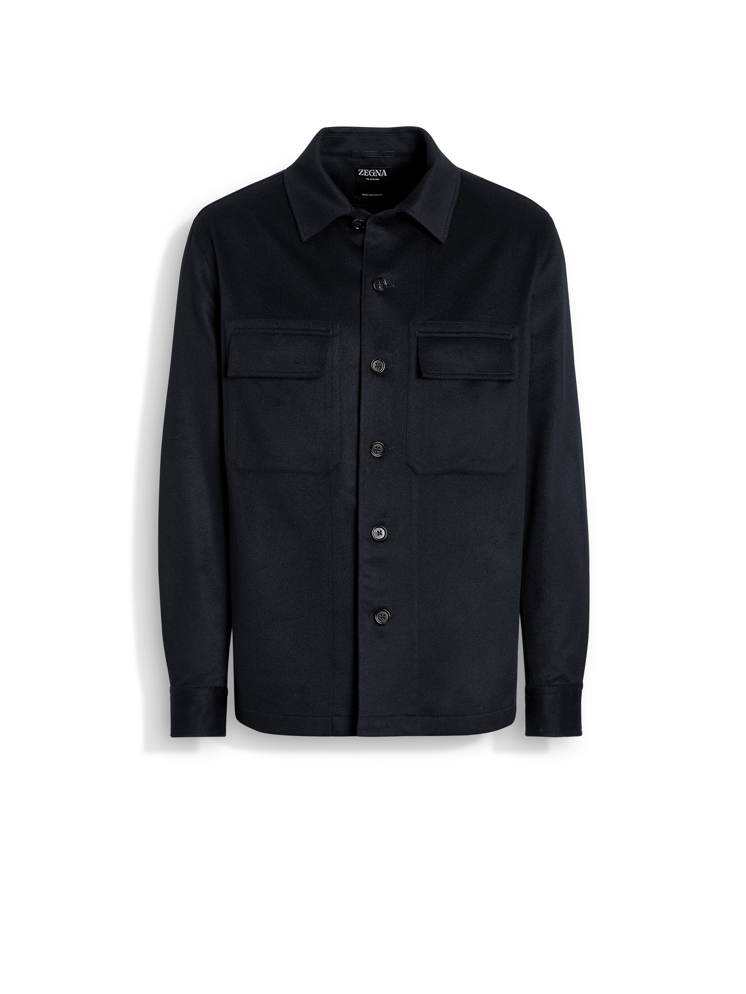 Zegna Pure Cashmere Overshirt In Navy Blue