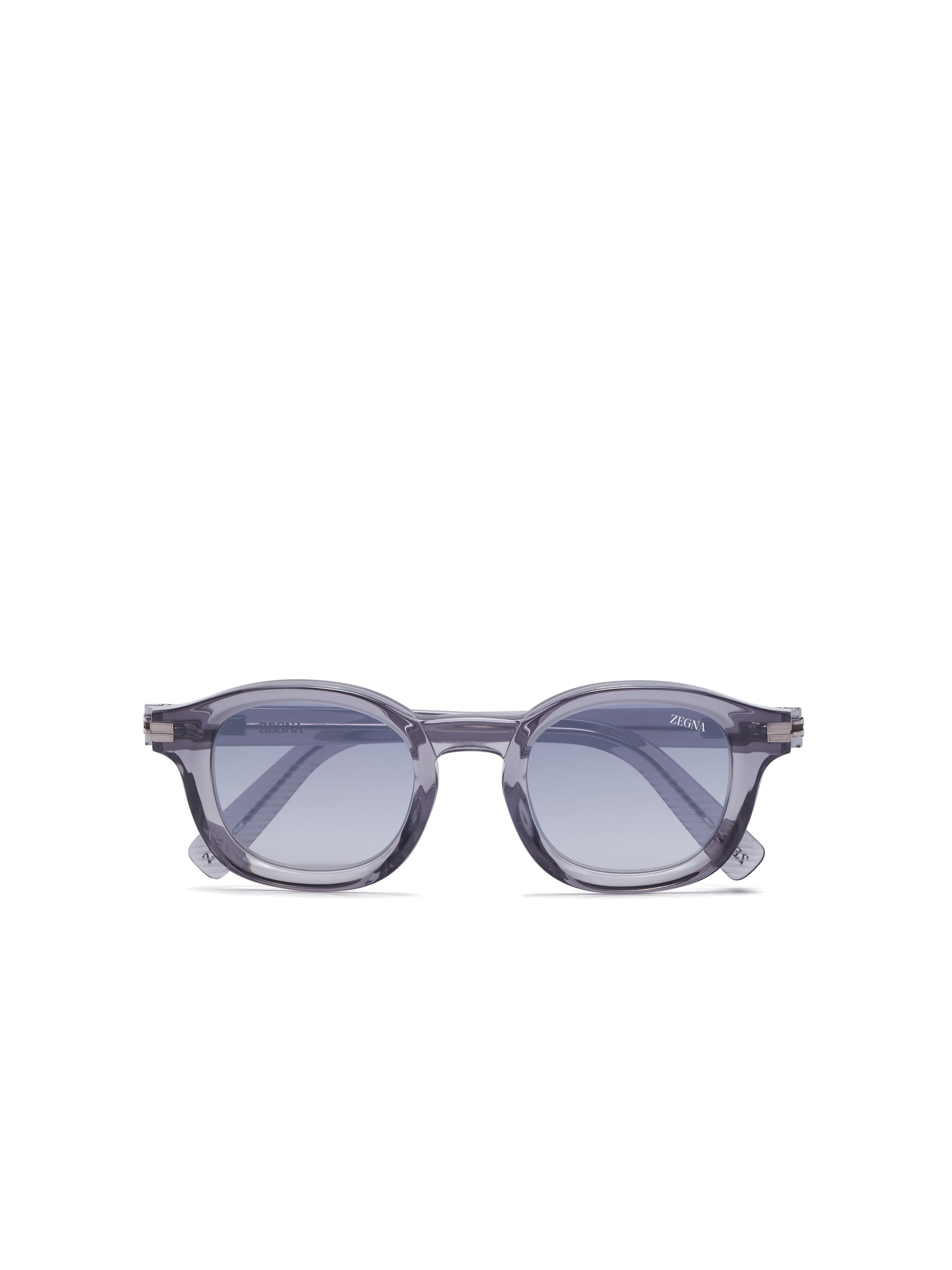 Zegna Transparent Grey Aurora I Acetate Sunglasses In Purple