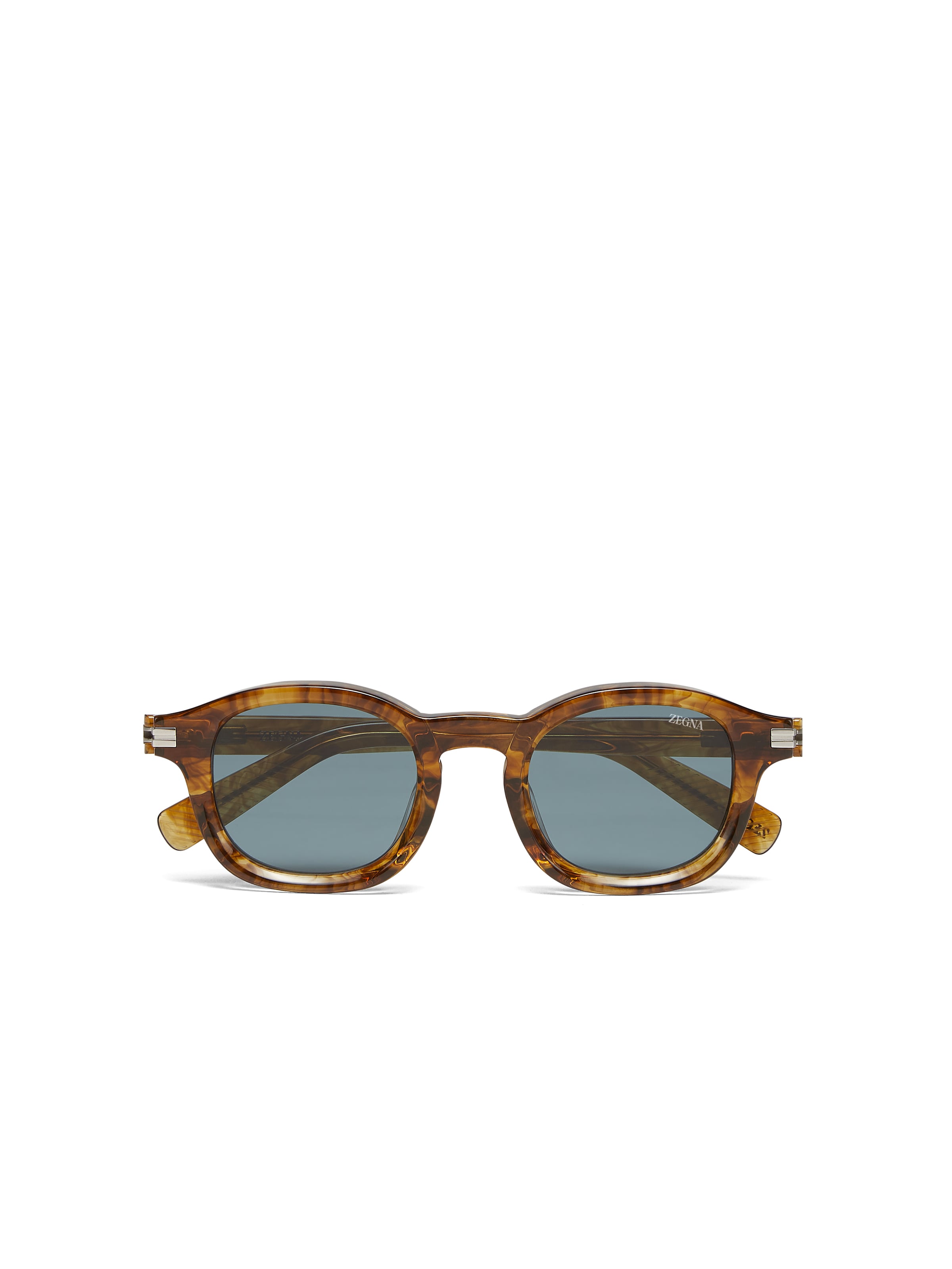 Zegna Unisex Aurora I Sunglasses Ez0229 47v Brown Melange 47mm In Transparent Brown Havana