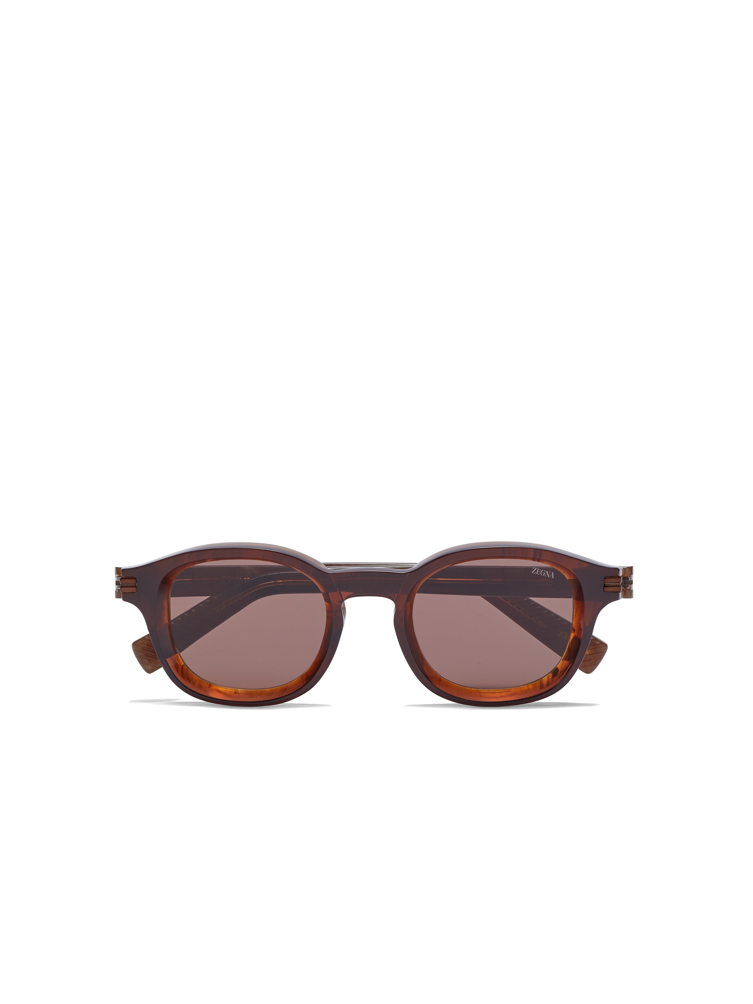 Zegna Transparent Brown And Marbled Effect Brown Aurora I Acetate Sunglasses In Marron Transparent/marron Marbré