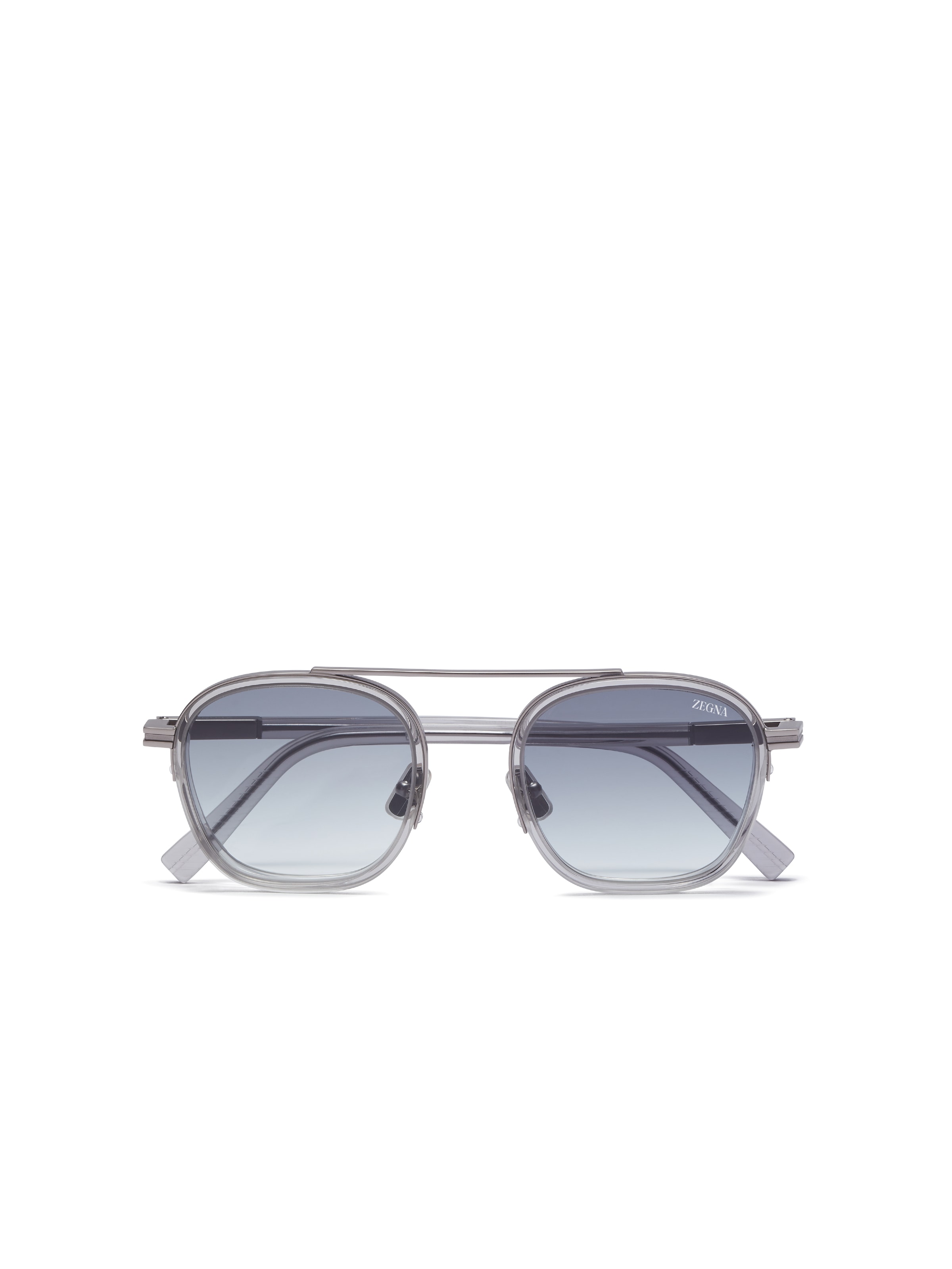Zegna Transparent Light Grey Orizzonte I Acetate And Metal Sunglasses
