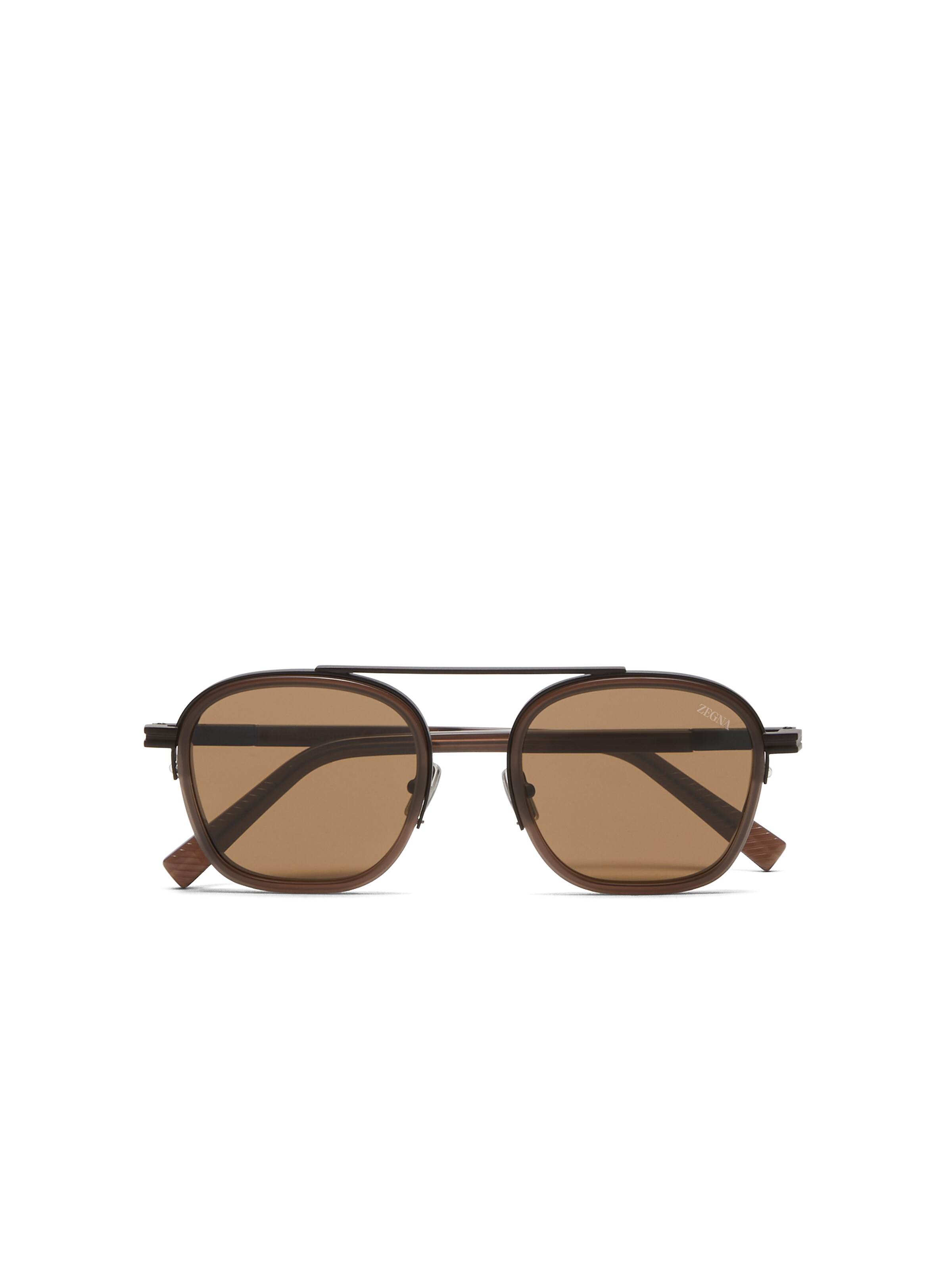 Zegna Dark Brown Orizzonte I Acetate And Metal Sunglasses In Dark Brown