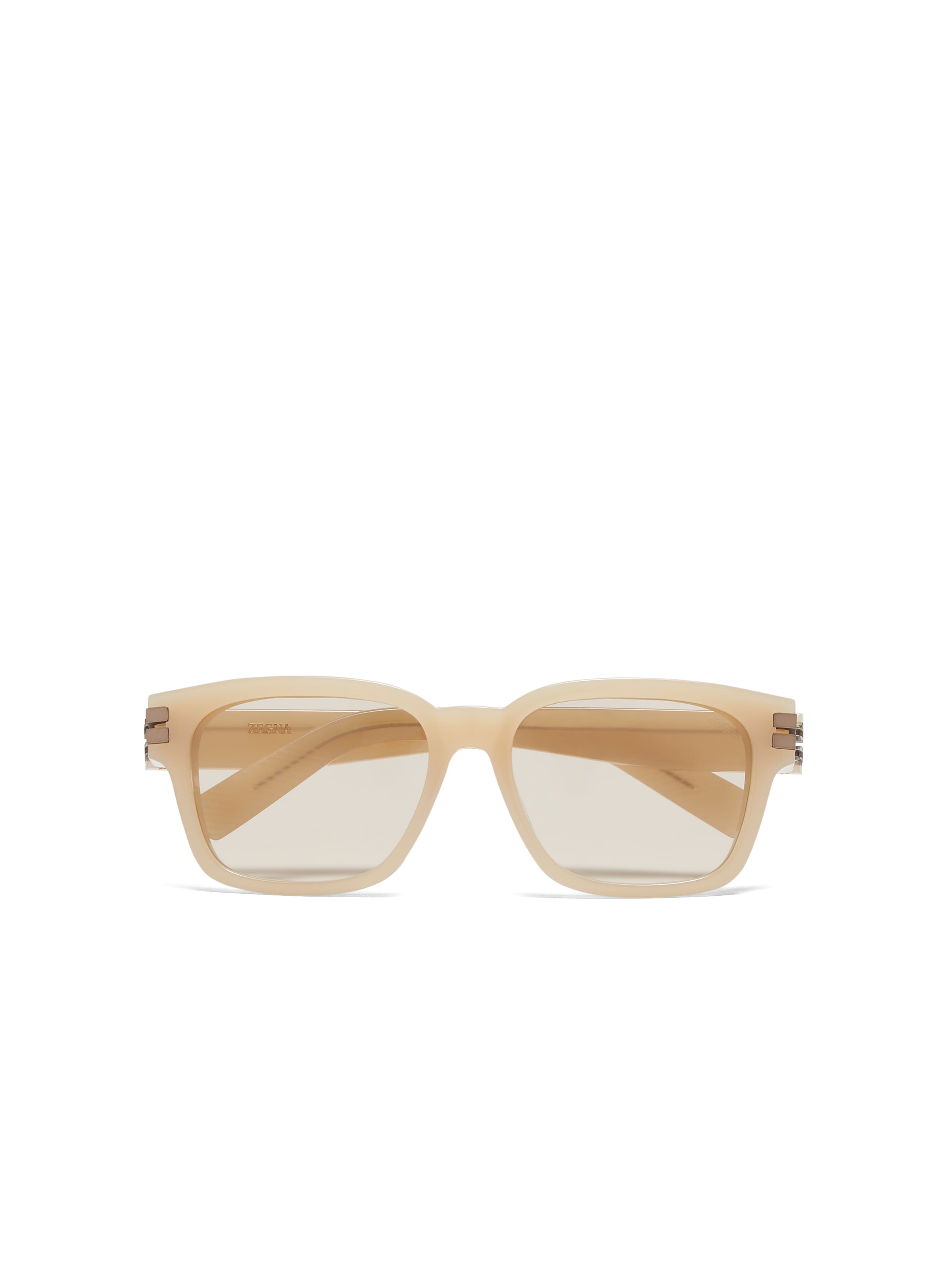 Shop Zegna Beige Acetate Sunglasses