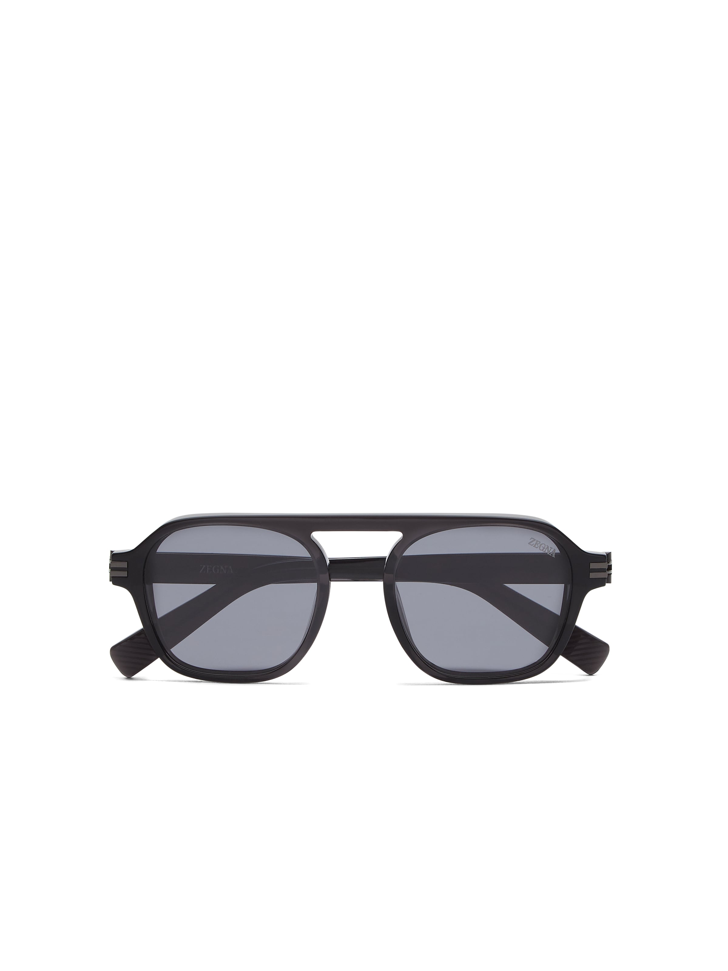 Shop Zegna Transparent Dark Grey Aurora Ii Acetate Sunglasses