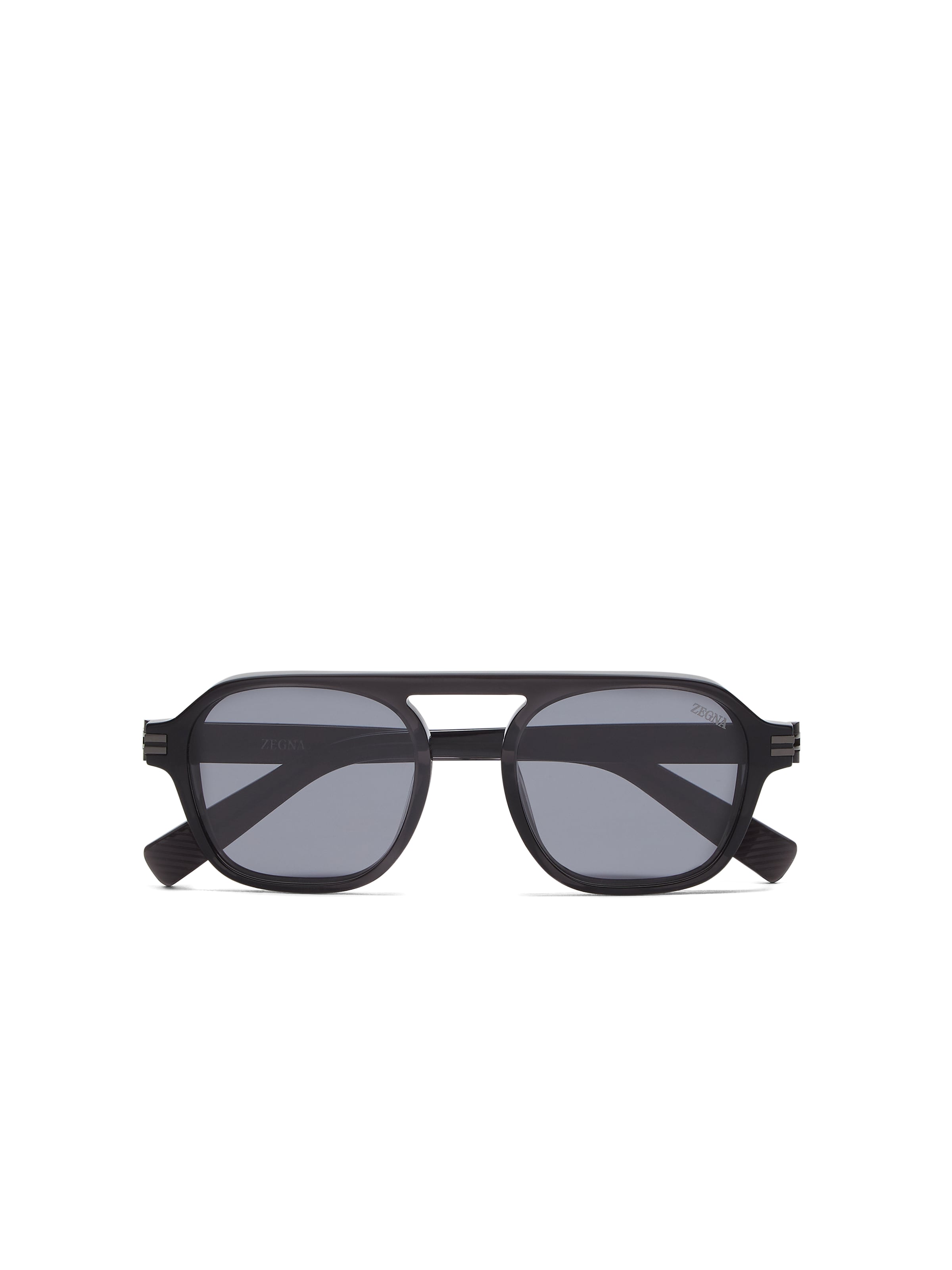 Zegna Lunettes De Soleil Aurora Ii En Acétate Gris Foncé Transparent In Transparent Dark Grey
