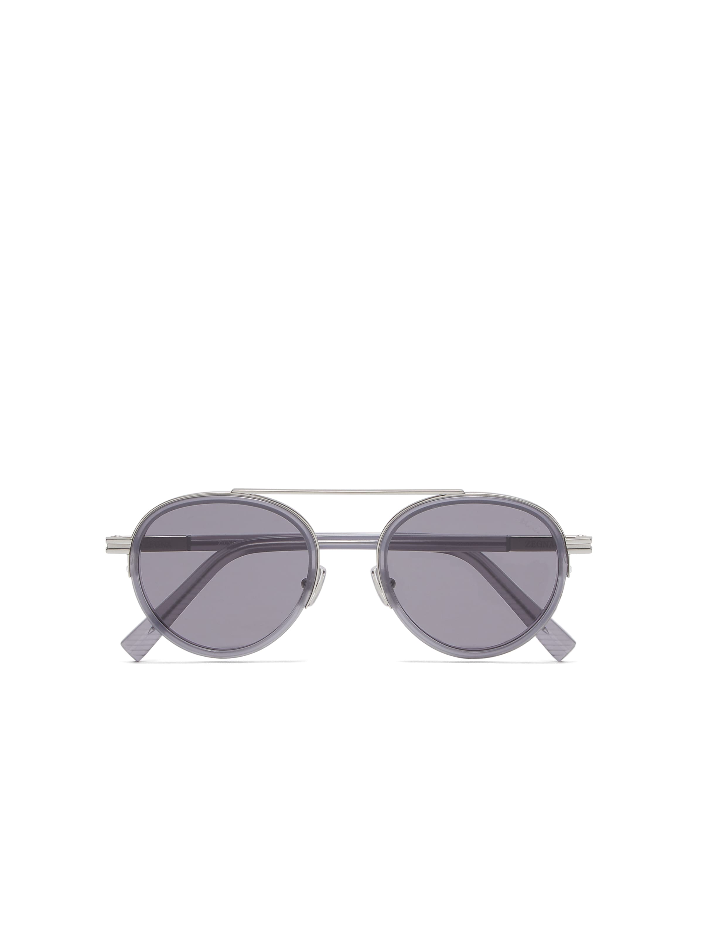 Shop Zegna Opal Grey Orizzonte Ii Acetate And Metal Sunglasses In Gris Opalin