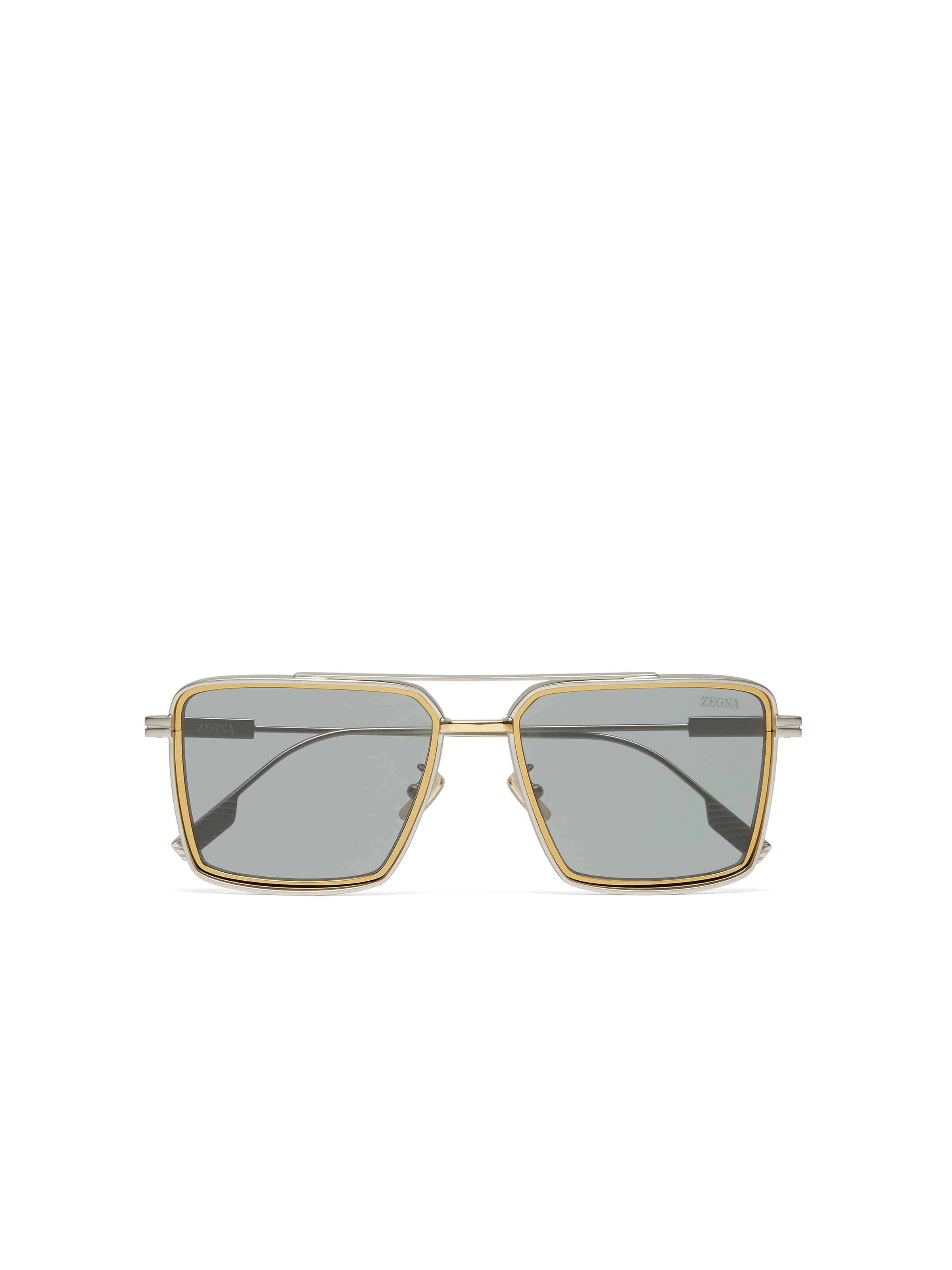 Zegna 56mm Navigator Sunglasses In Satin Palladium