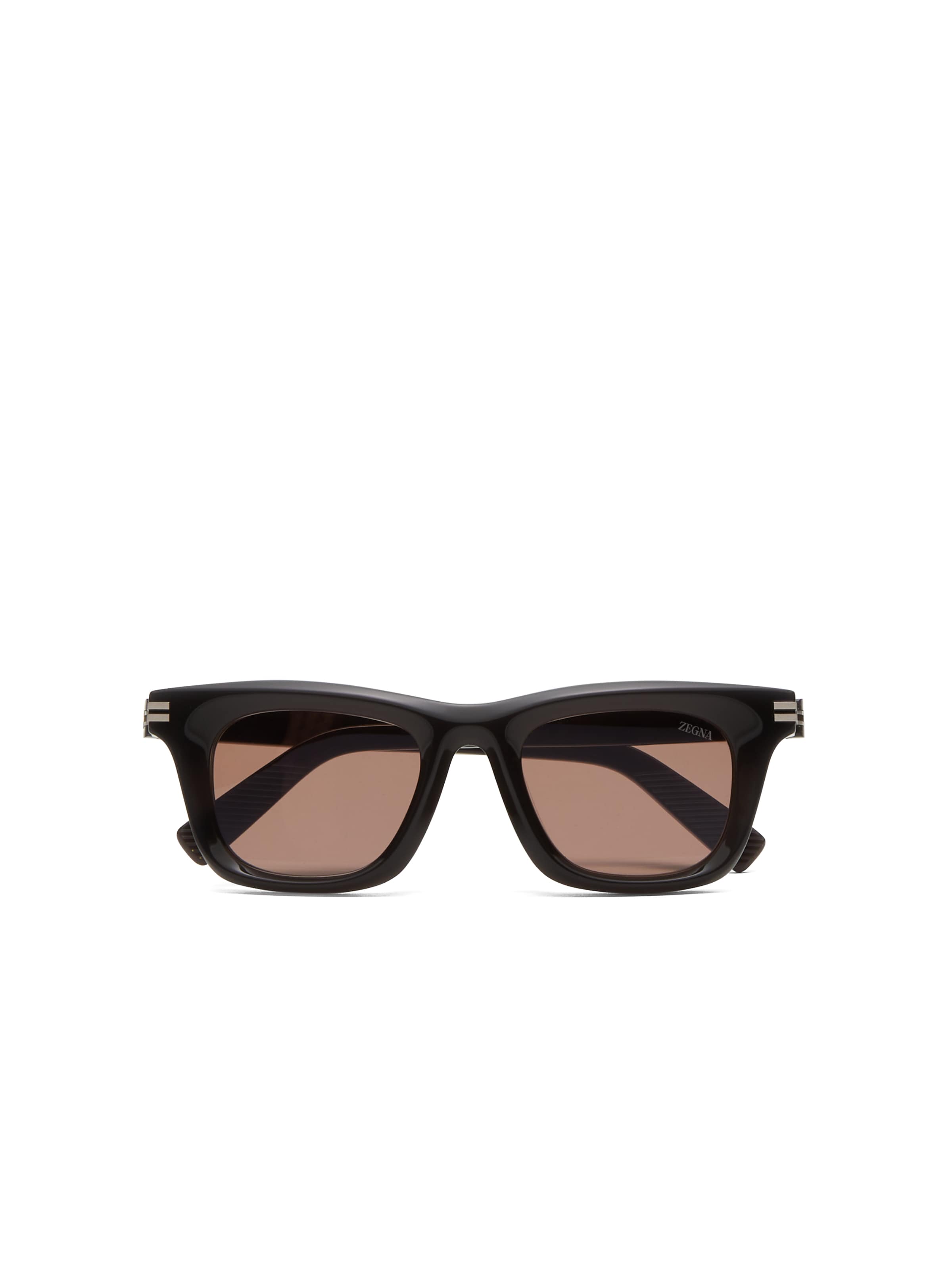 Zegna Black Acetate Sunglasses In Black