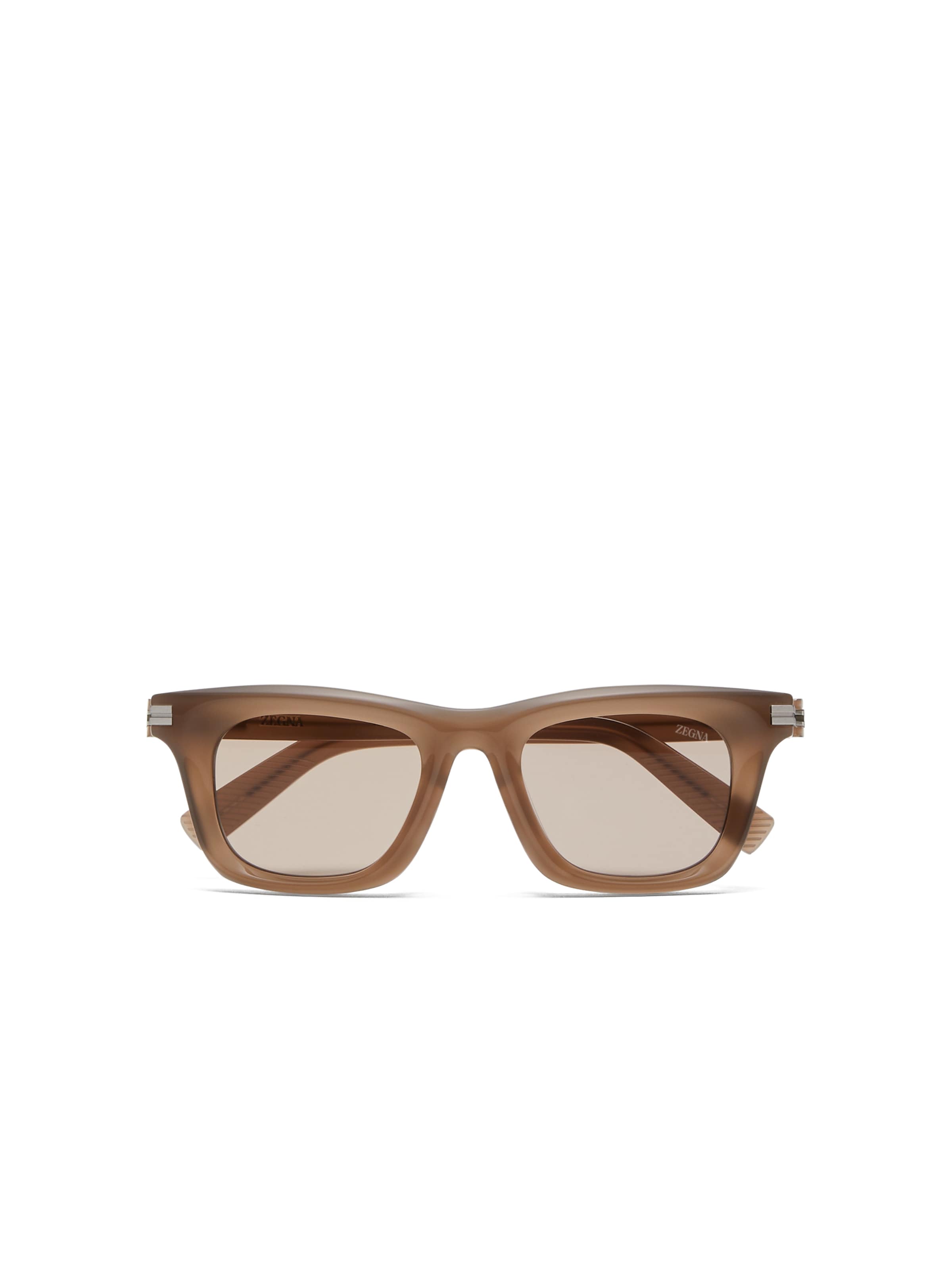 Zegna Taupe Acetate Sunglasses In Taupe