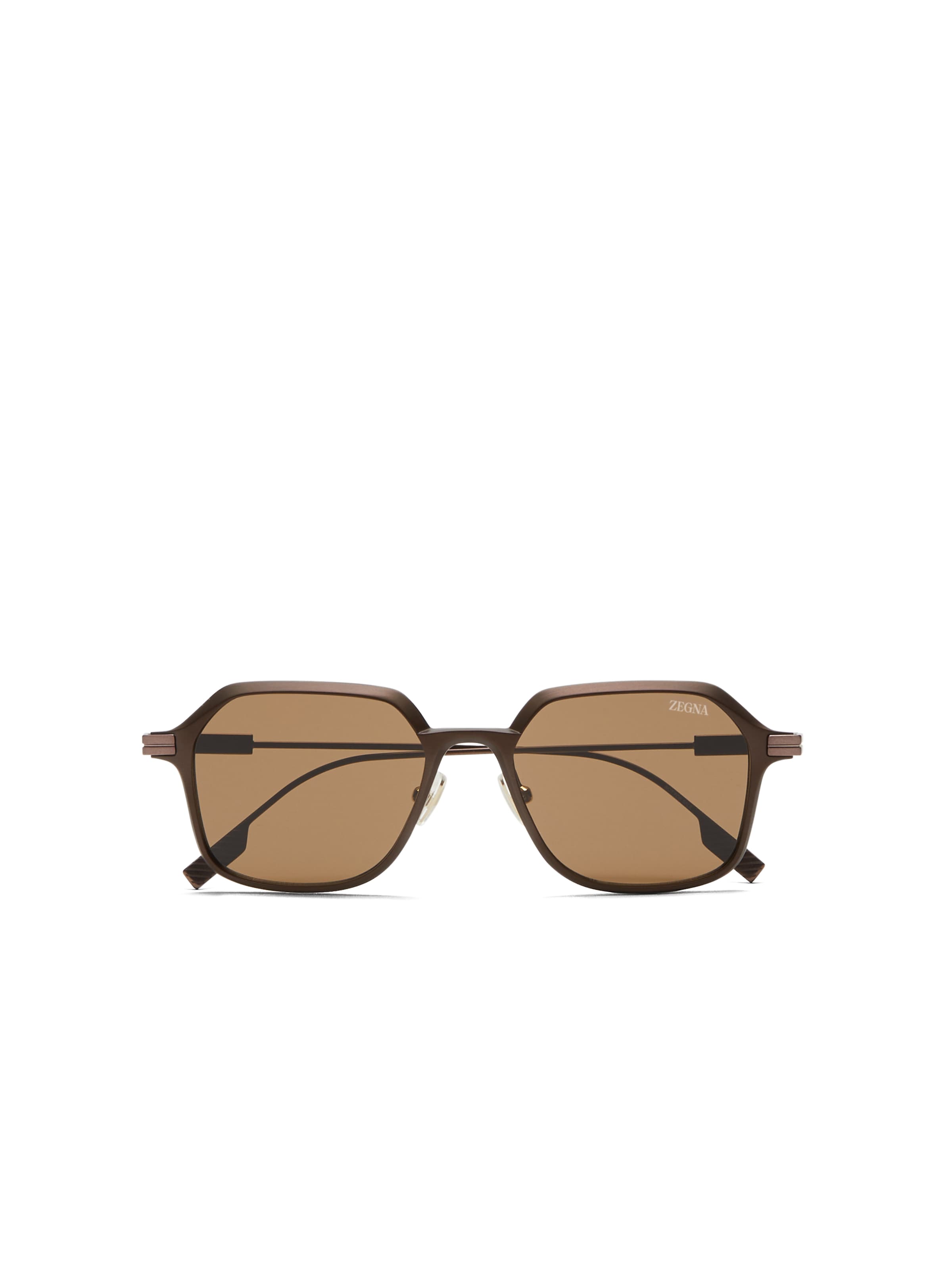 Zegna Light Brown Aluminum And Metal Sunglasses In Light Brown