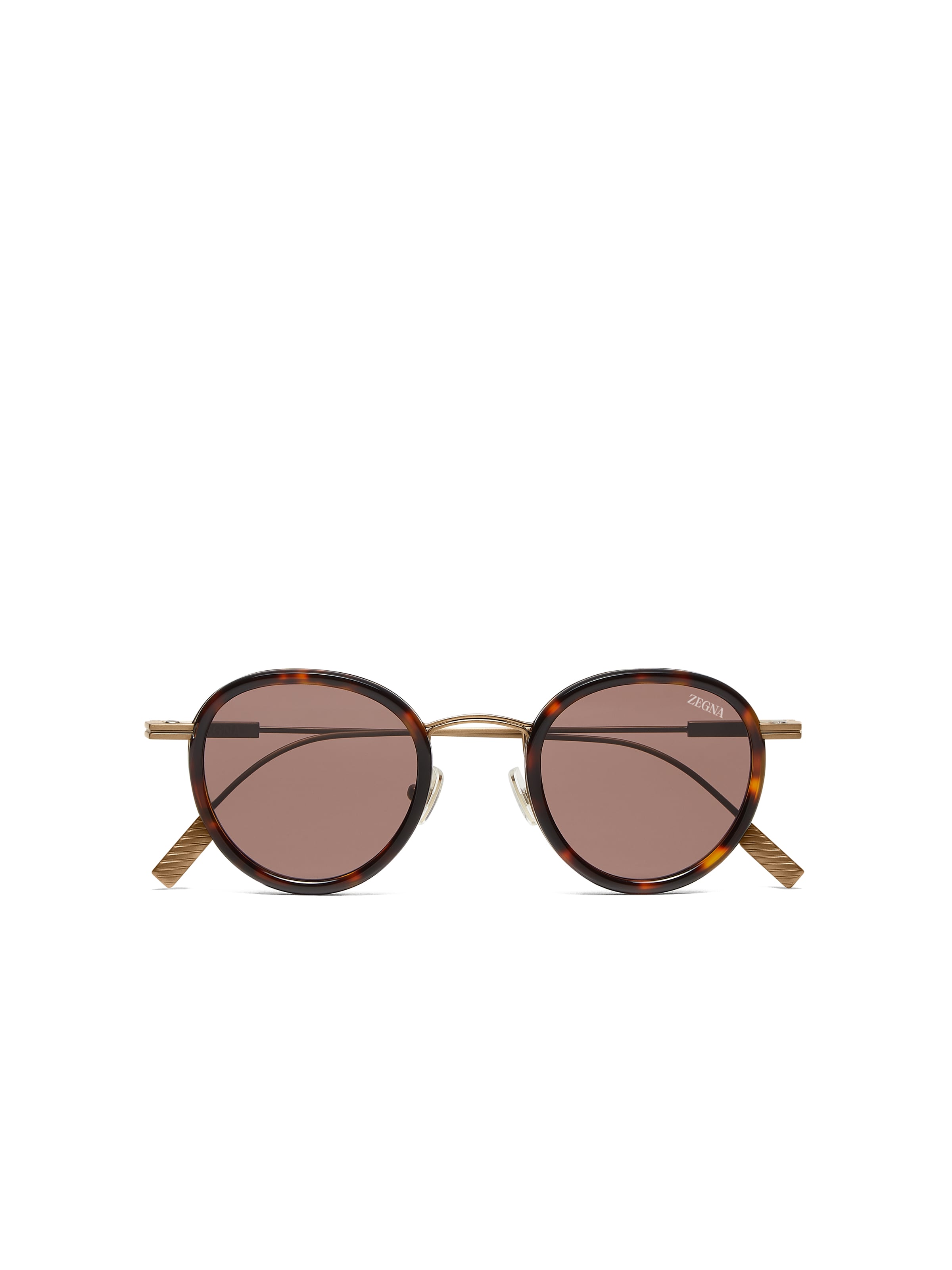 Zegna Havana Brown Titanium And Acetate Sunglasses In Dark Havana