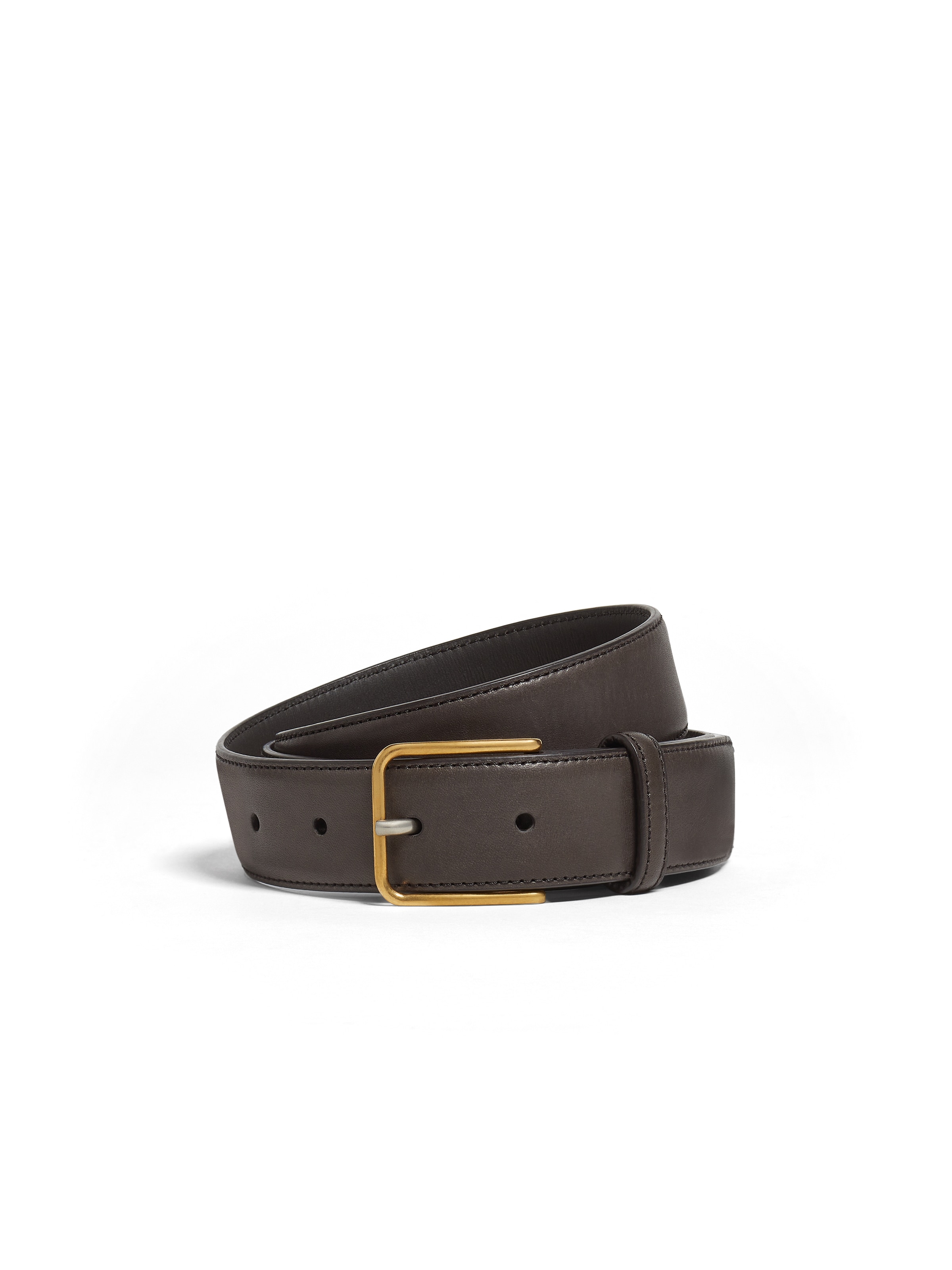 Zegna Dark Brown Bovine Leather Belt In Brown