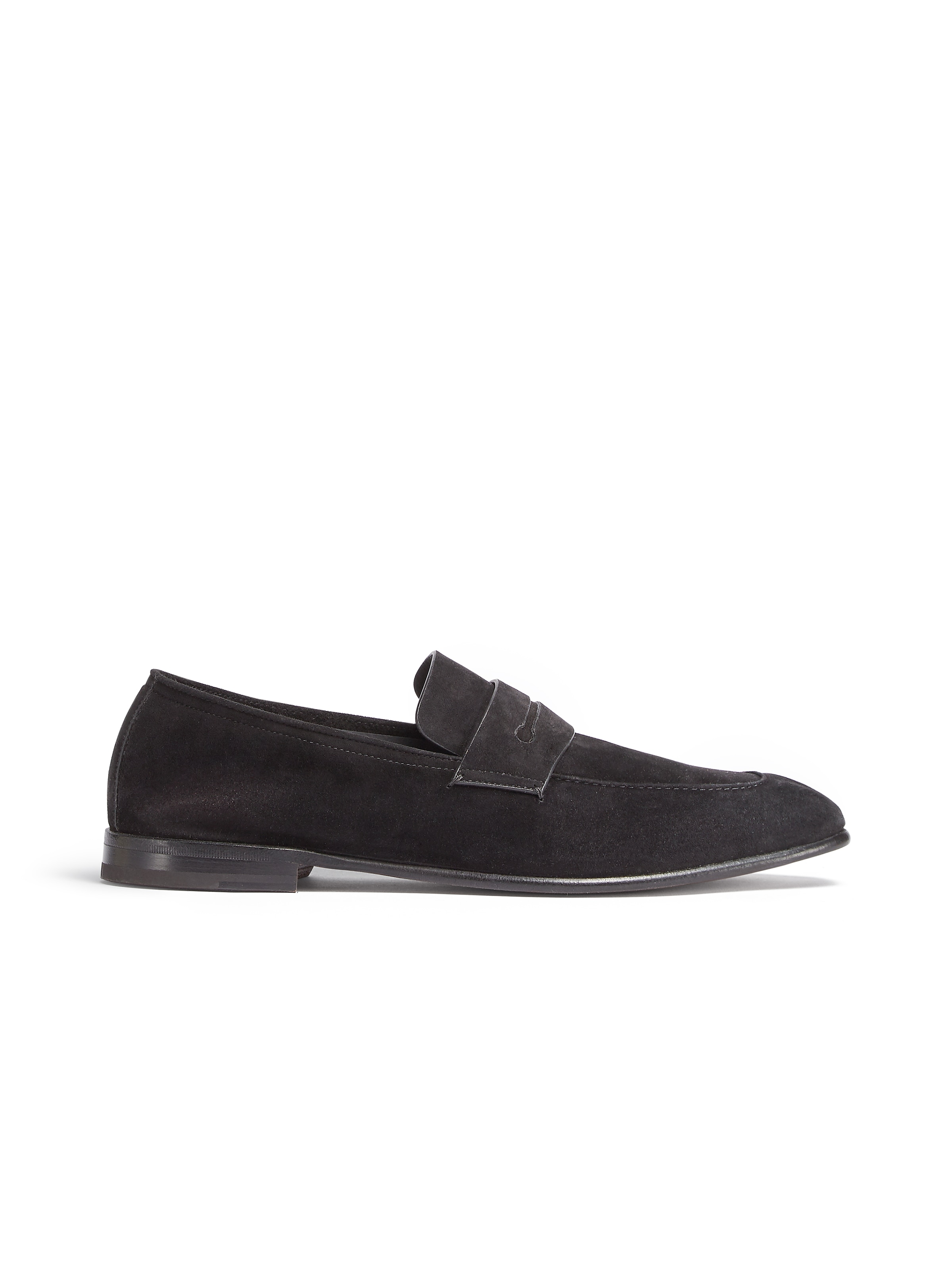 Zegna Suede Penny Loafer In Black