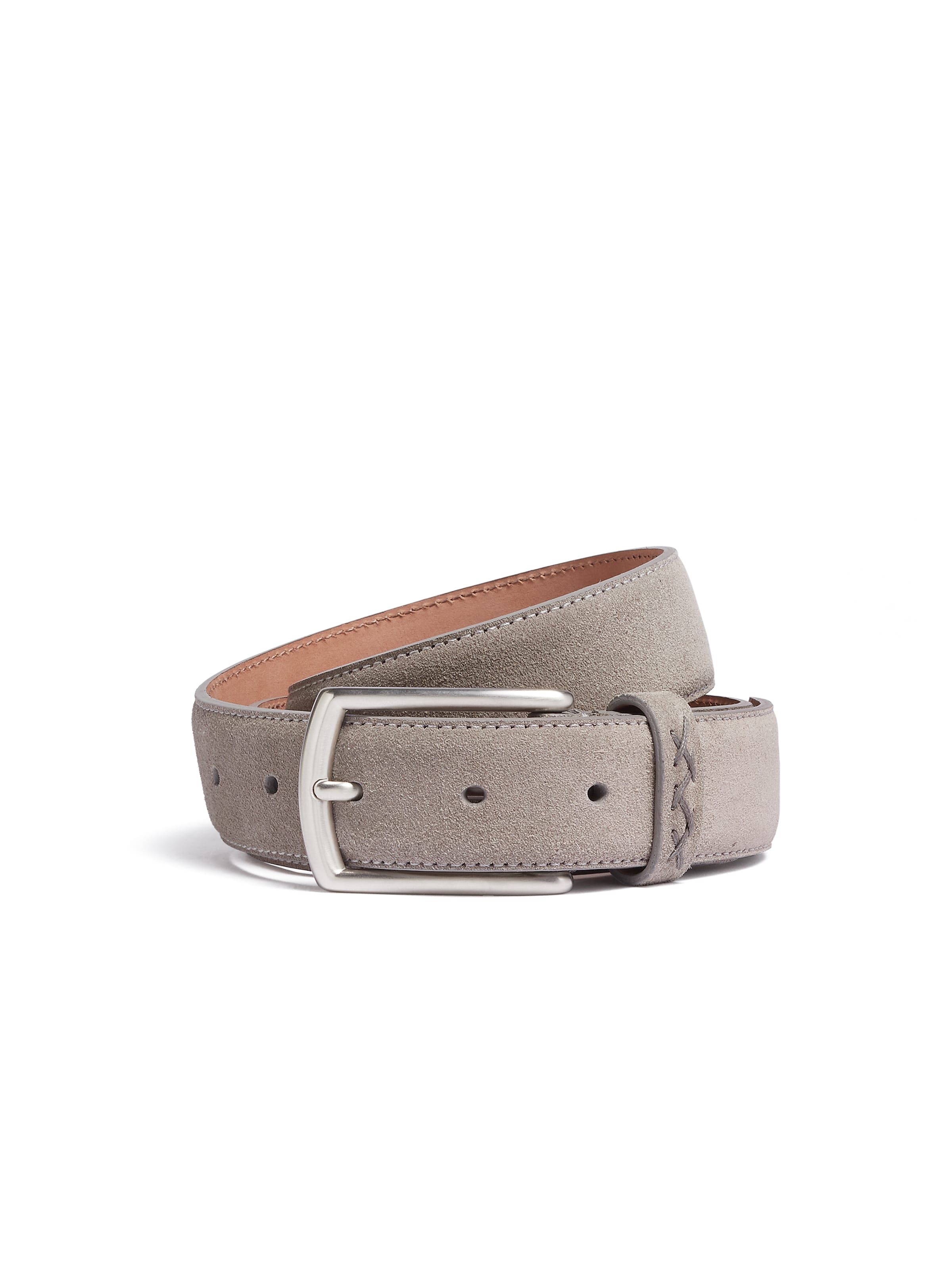 Zegna Ceinture En Veau Velours Gris Chiné In Grey Mélange