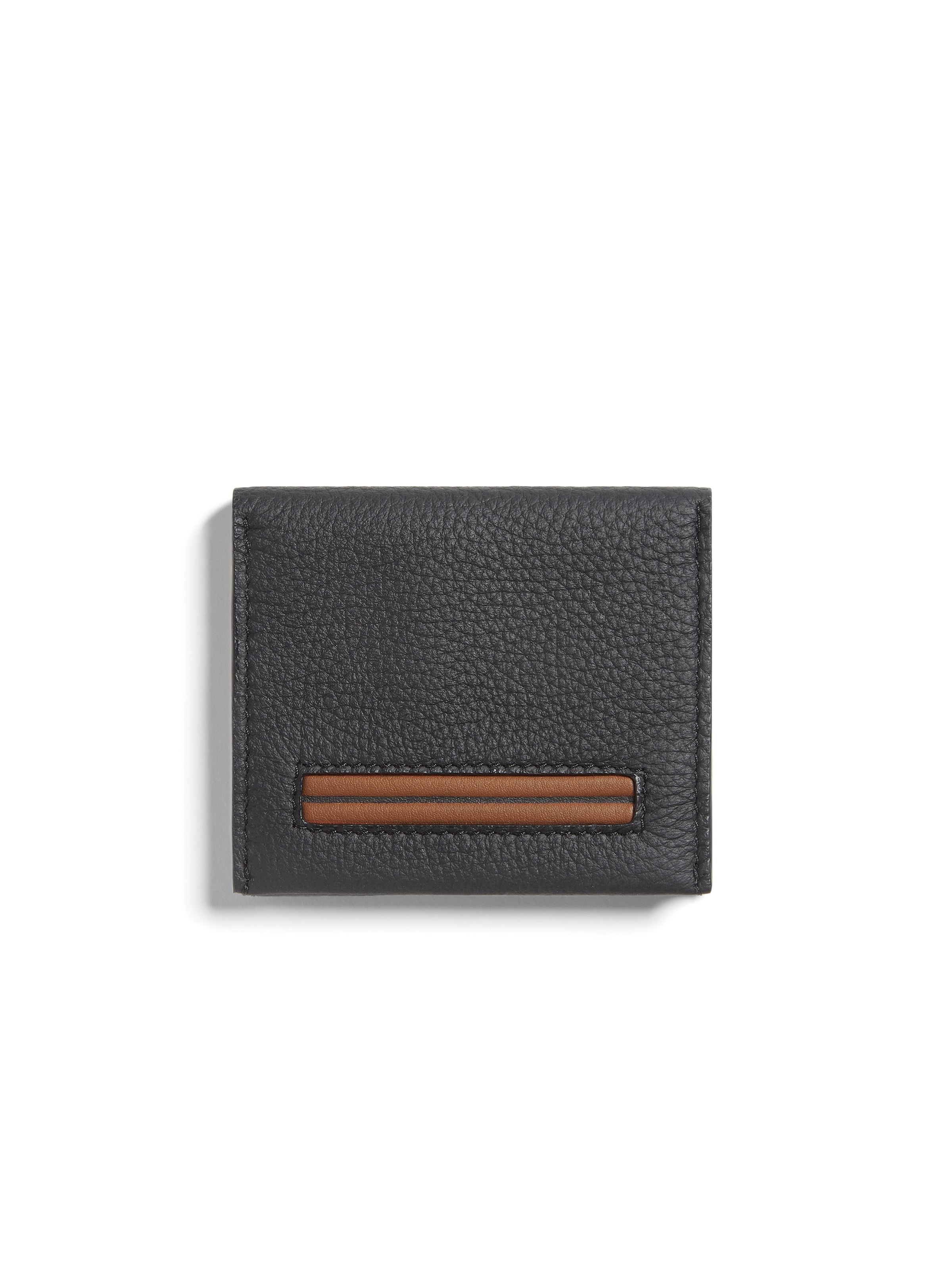 Zegna Porte-cartes En Cuir De Cerf Noir In Neutral