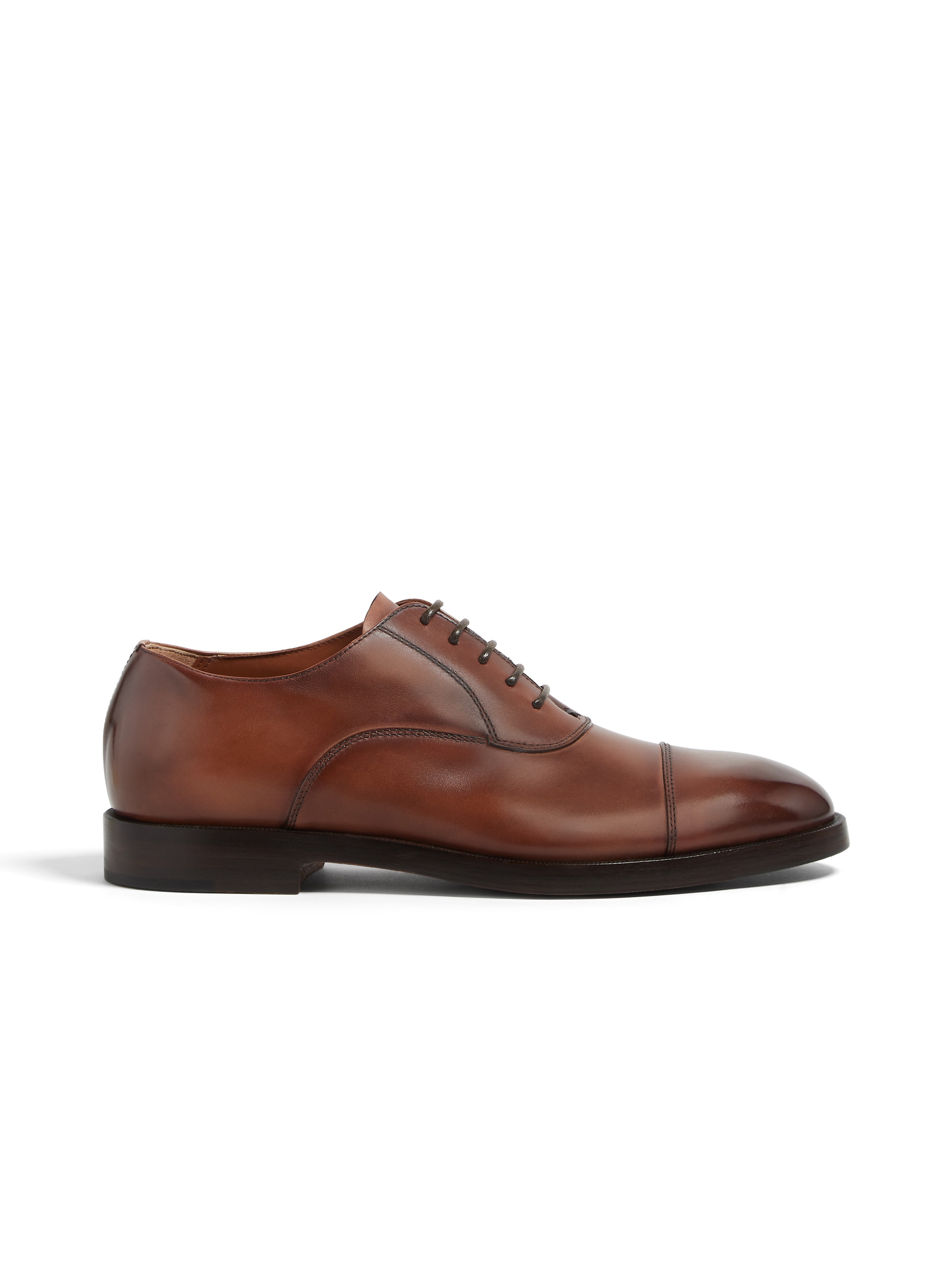 Zegna Light Brown Leather Torino Oxford Shoes
