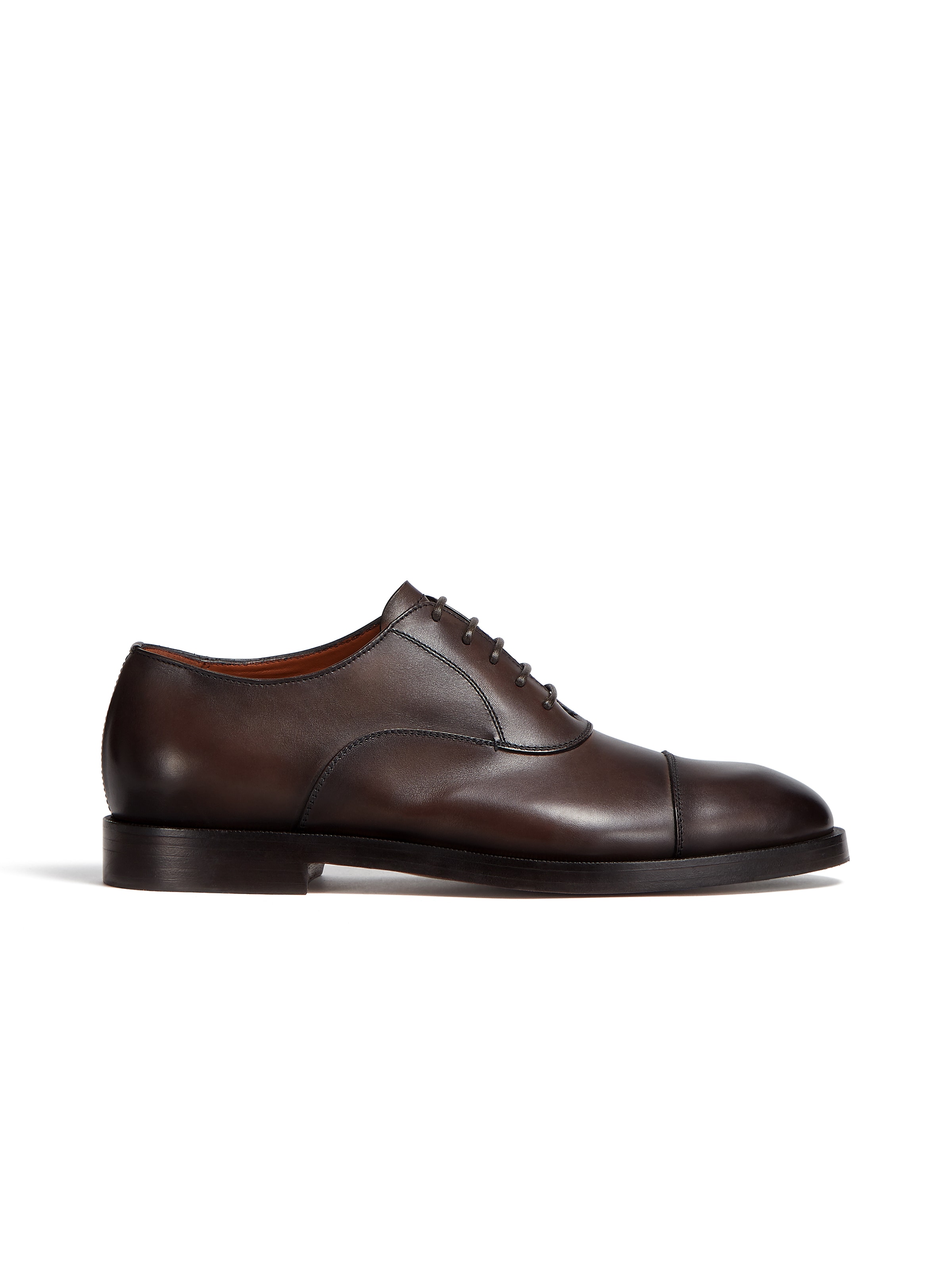 Zegna Torino Leather Oxford Shoes In Dark Brown