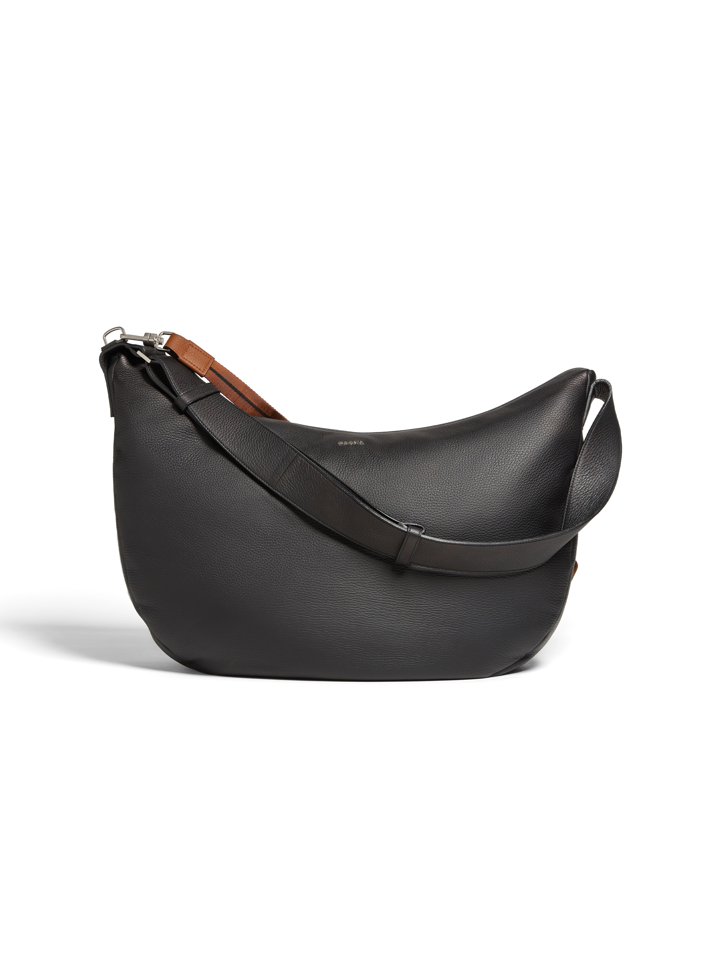 Shop Zegna Black Deerskin Hobo Panorama Bag In Noir