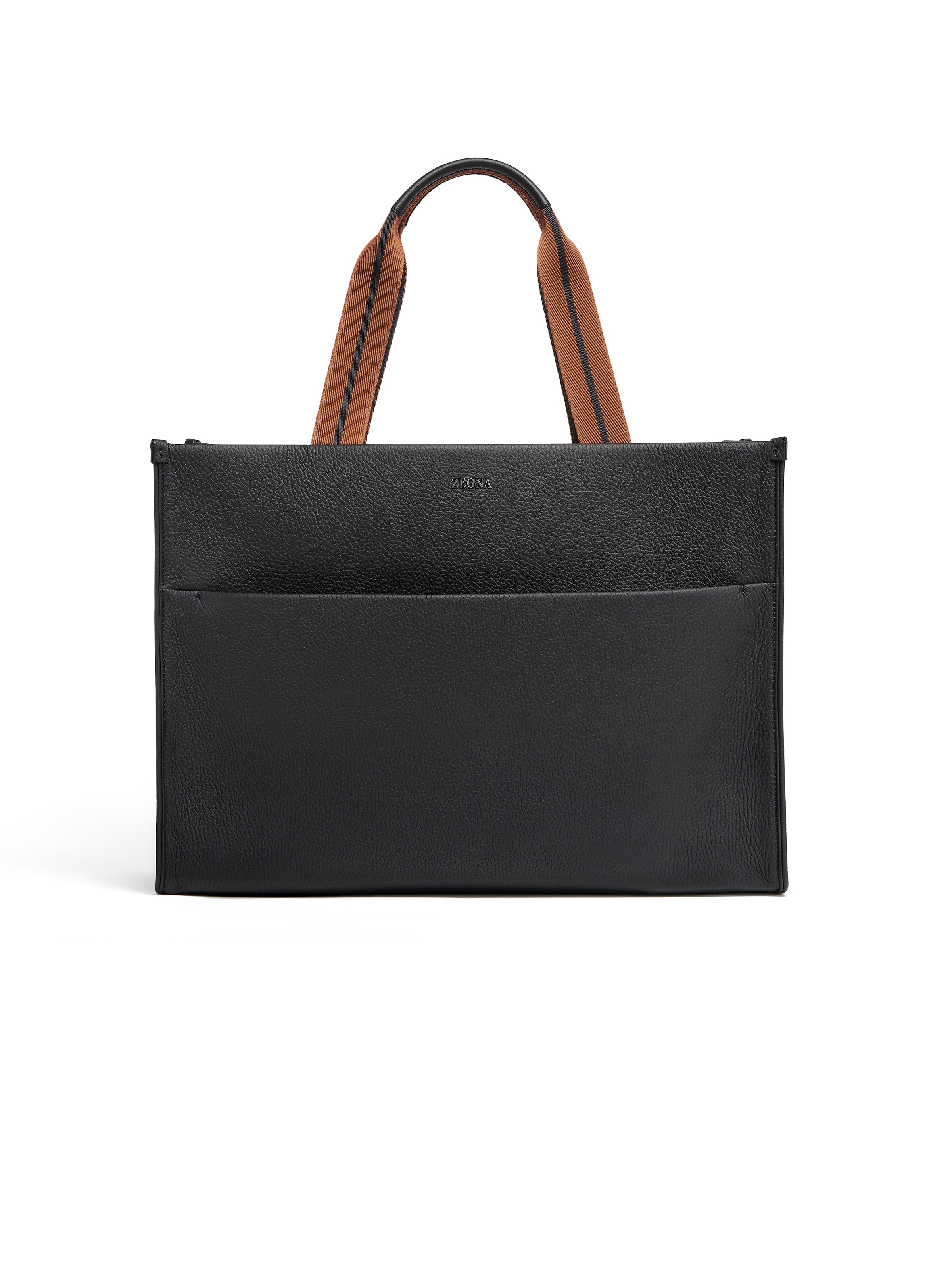 Shop Zegna Black Deerskin Tote Bag E/w In Noir
