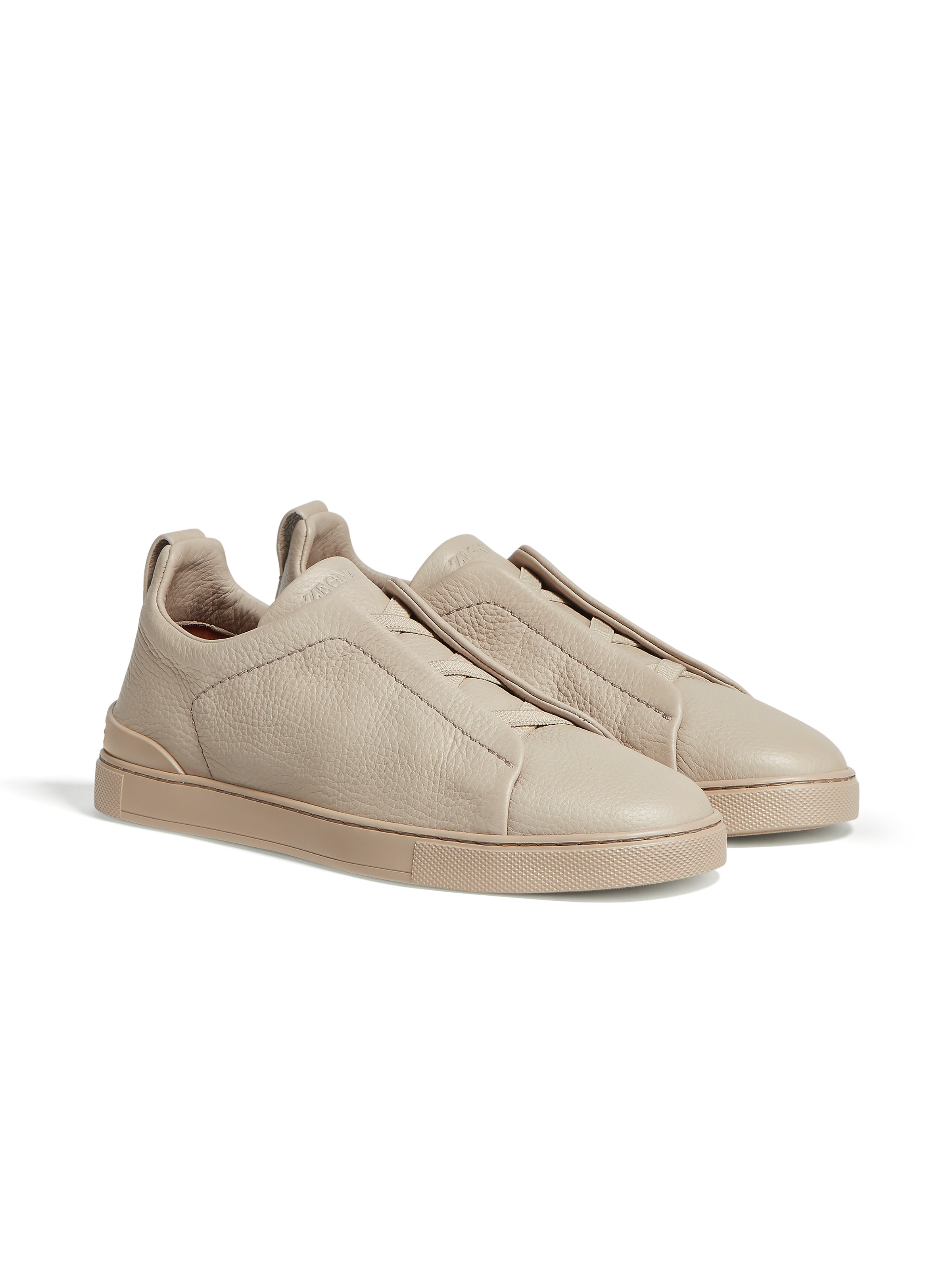 Zegna Triple Stitch Suede Sneaker In Beige