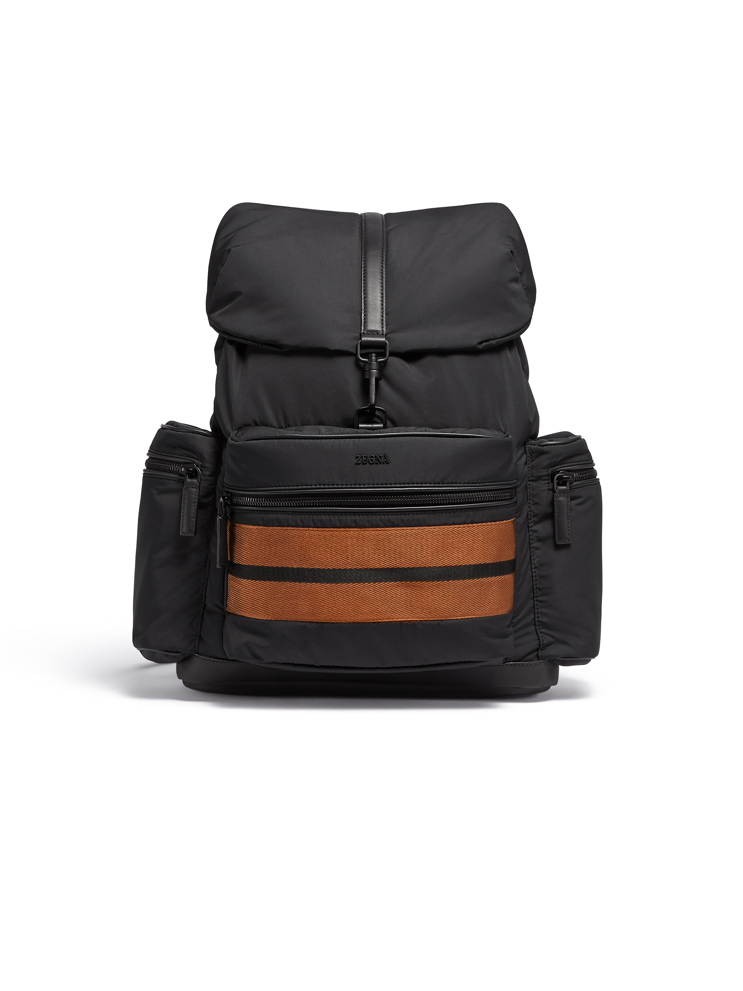 Zegna Black Technical Fabric Backpack In Noir