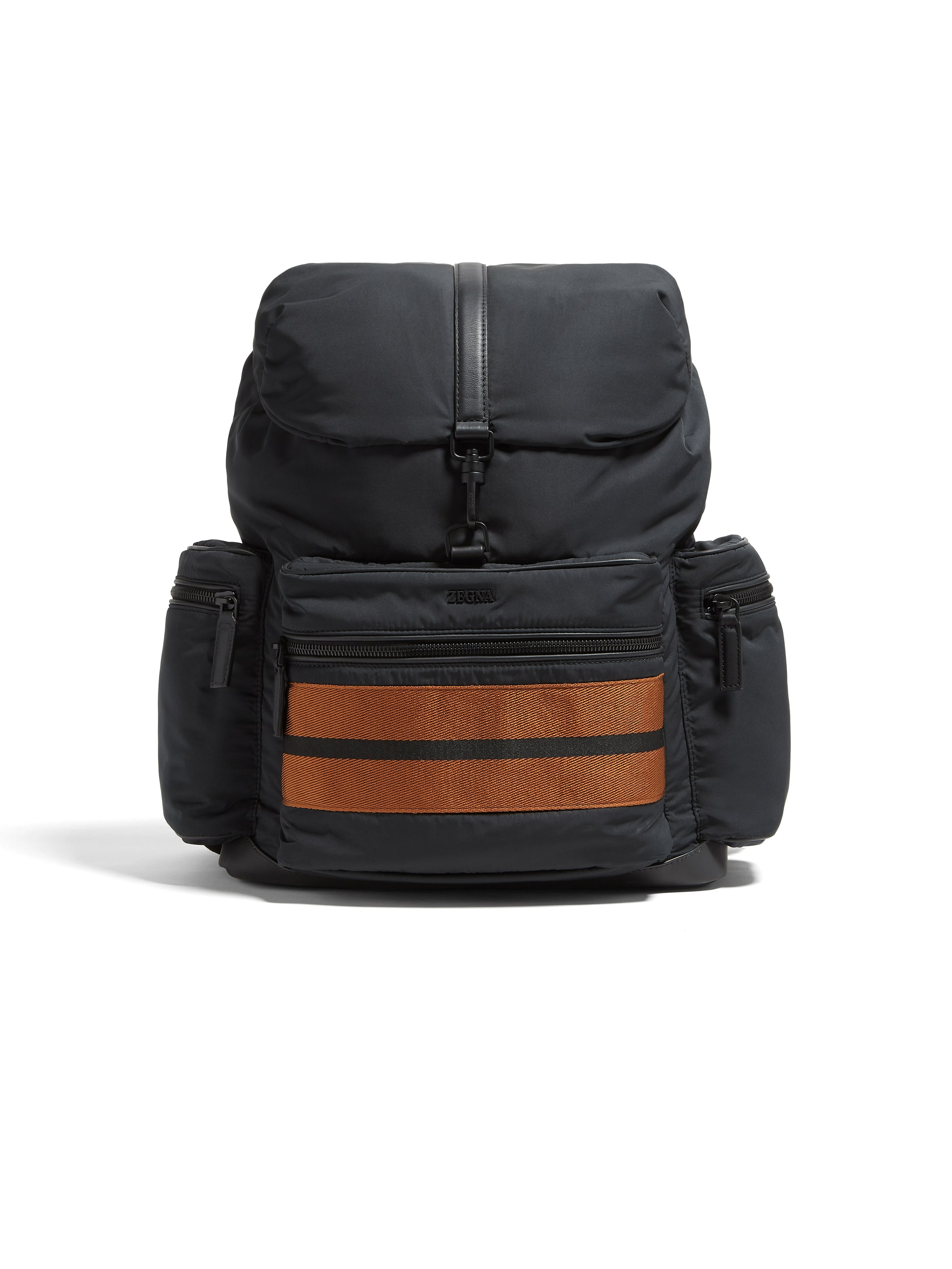 Zegna Black Technical Fabric Backpack In Noir