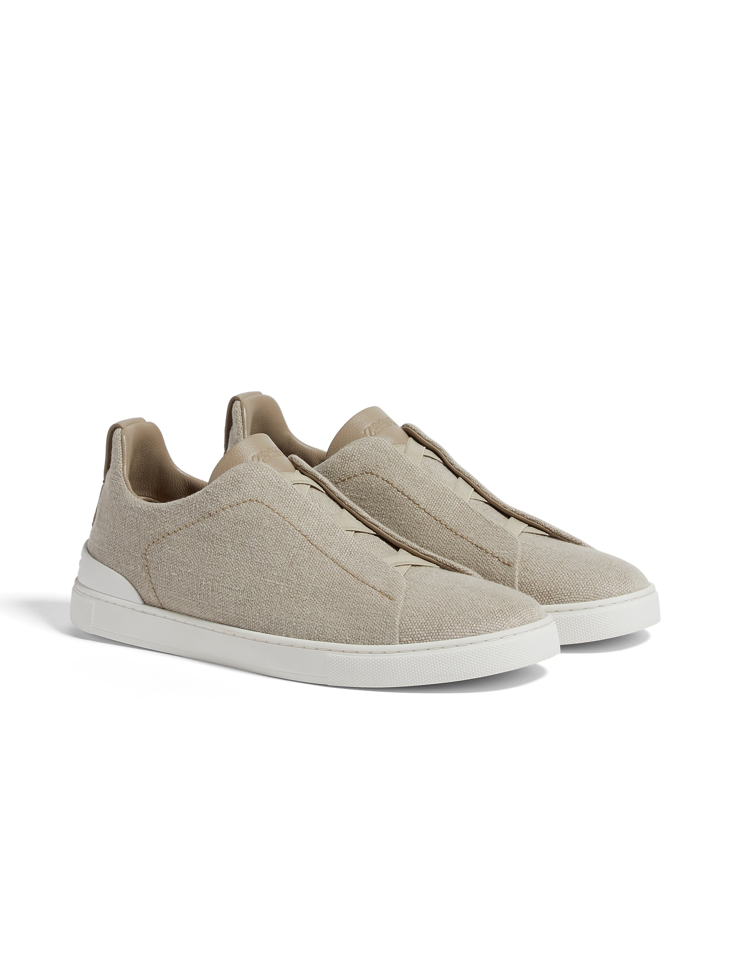 Zegna Round Toe Low Top Casual Shoes In Light Beige