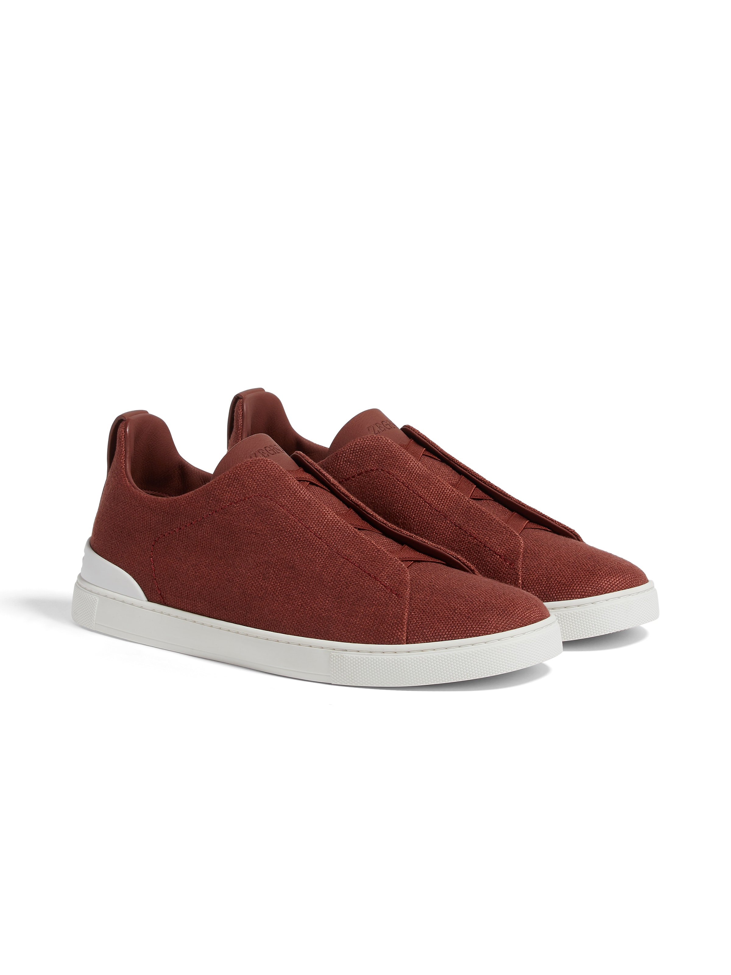 Zegna Triple Stitch Suede Low-top Sneakers In Red