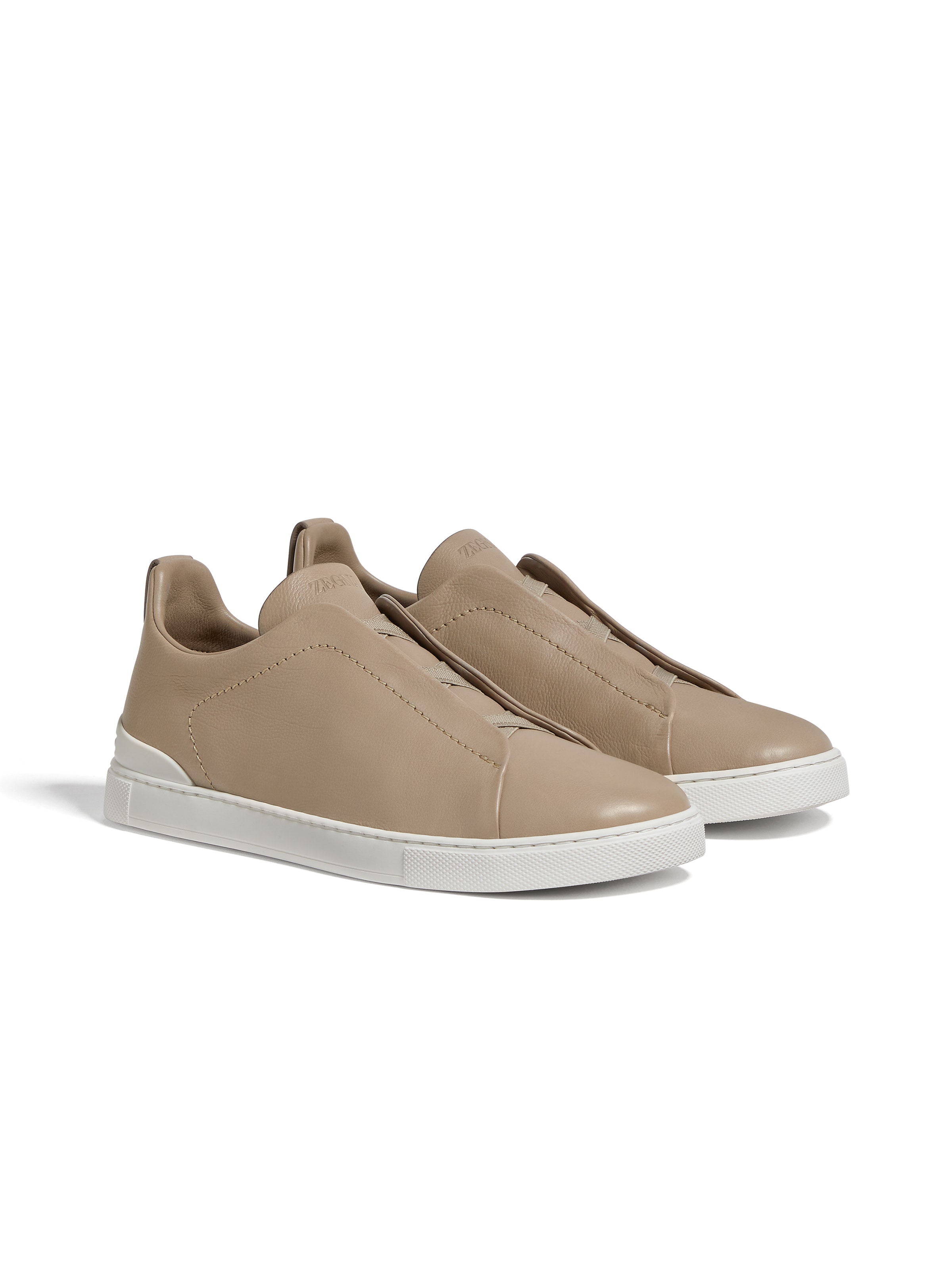Zegna Light Taupe Triple Stitch Secondskin Sneakers In Light Taupe