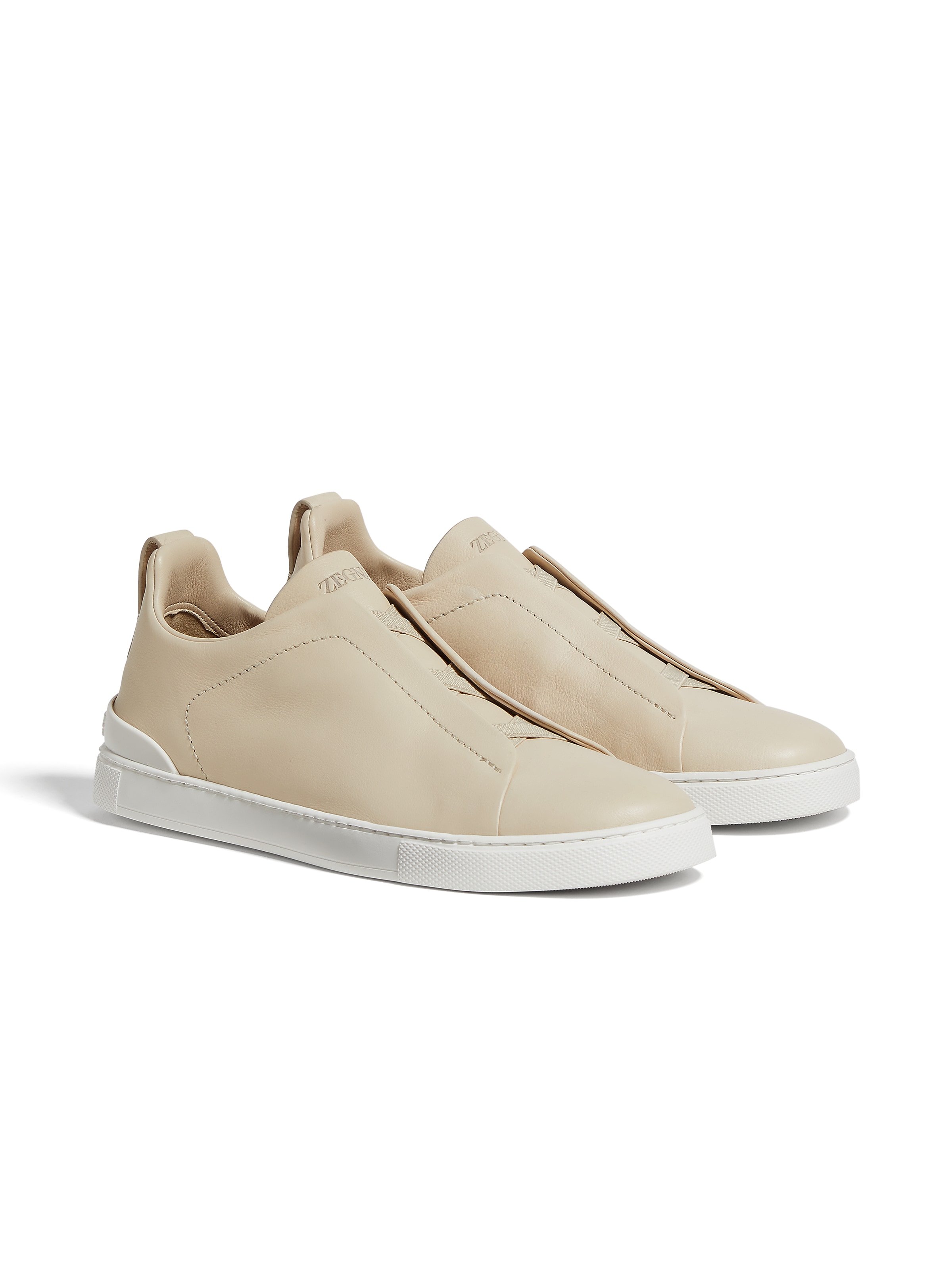 Shop Zegna Baskets Triple Stitch Secondskin Beige Clair In Light Beige
