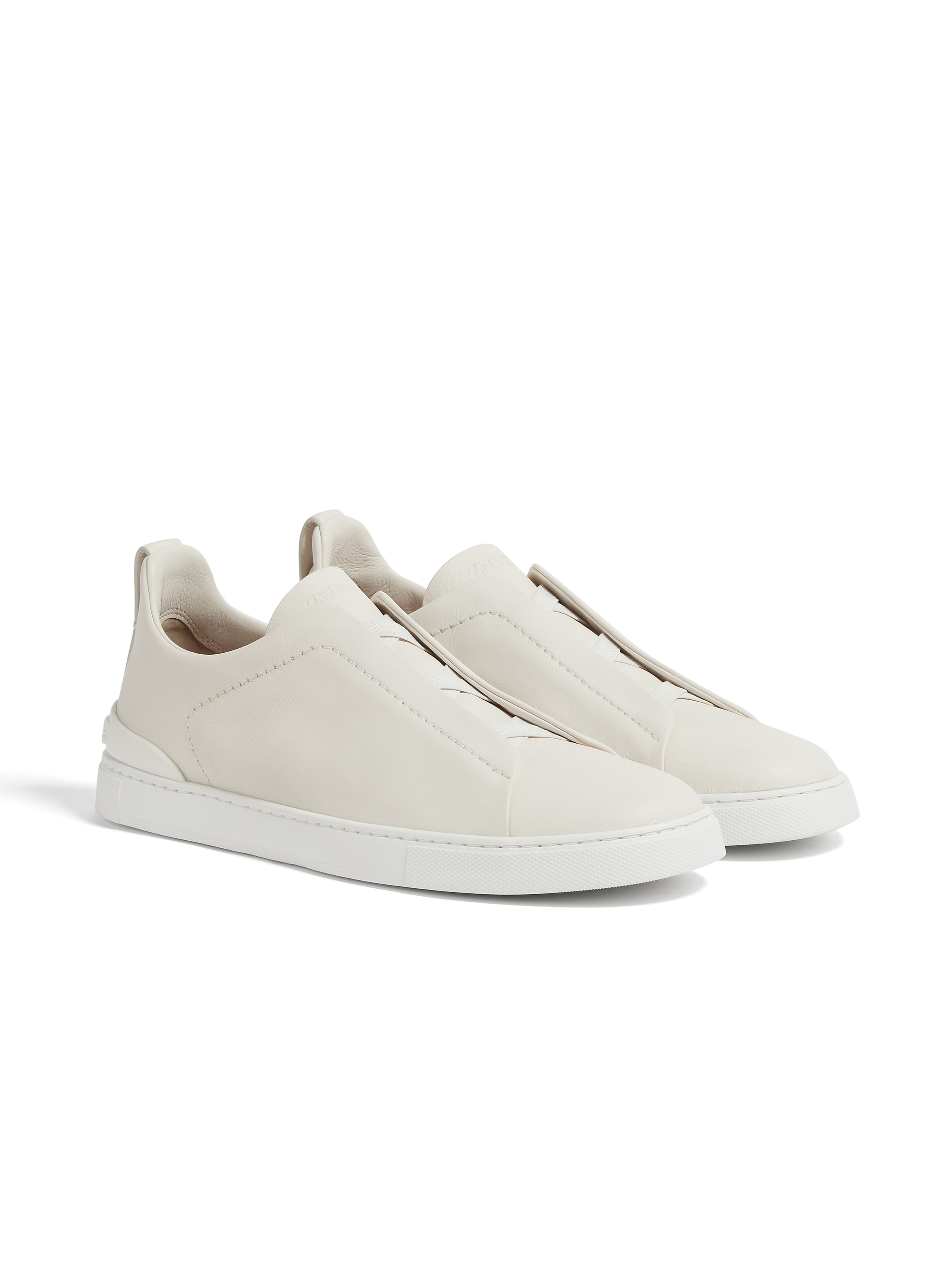 Shop Zegna White Triple Stitch Secondskin Sneakers