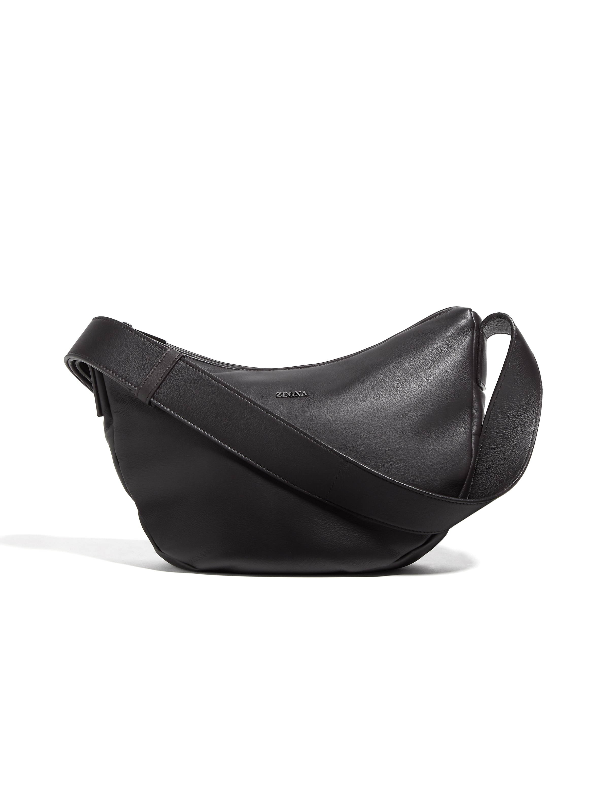 Zegna Dark Brown Secondskin Hobo Panorama Micro Bag In Dark Brown