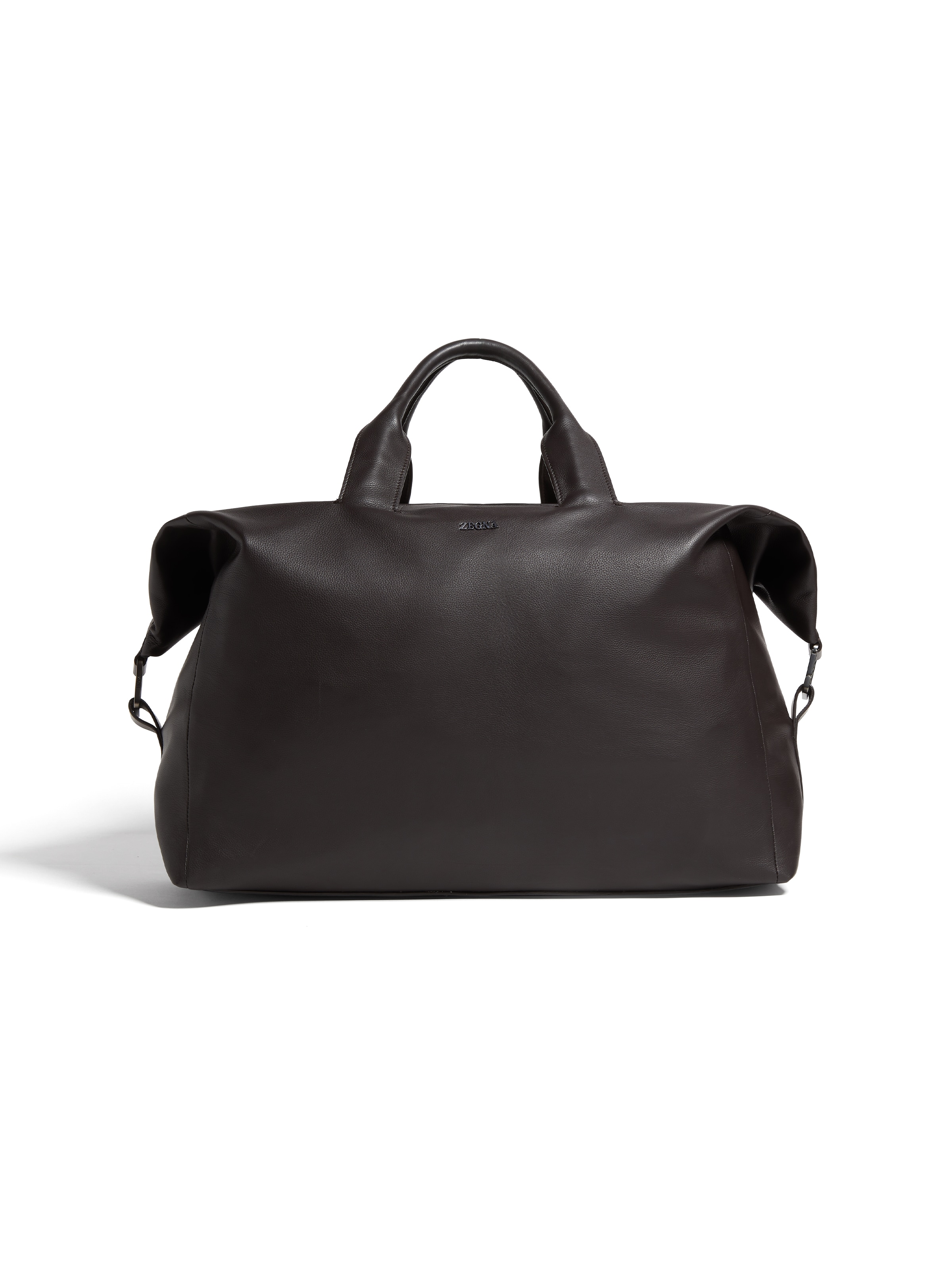 Zegna Raglan Secondskin Leather Holdall In Dark Brown