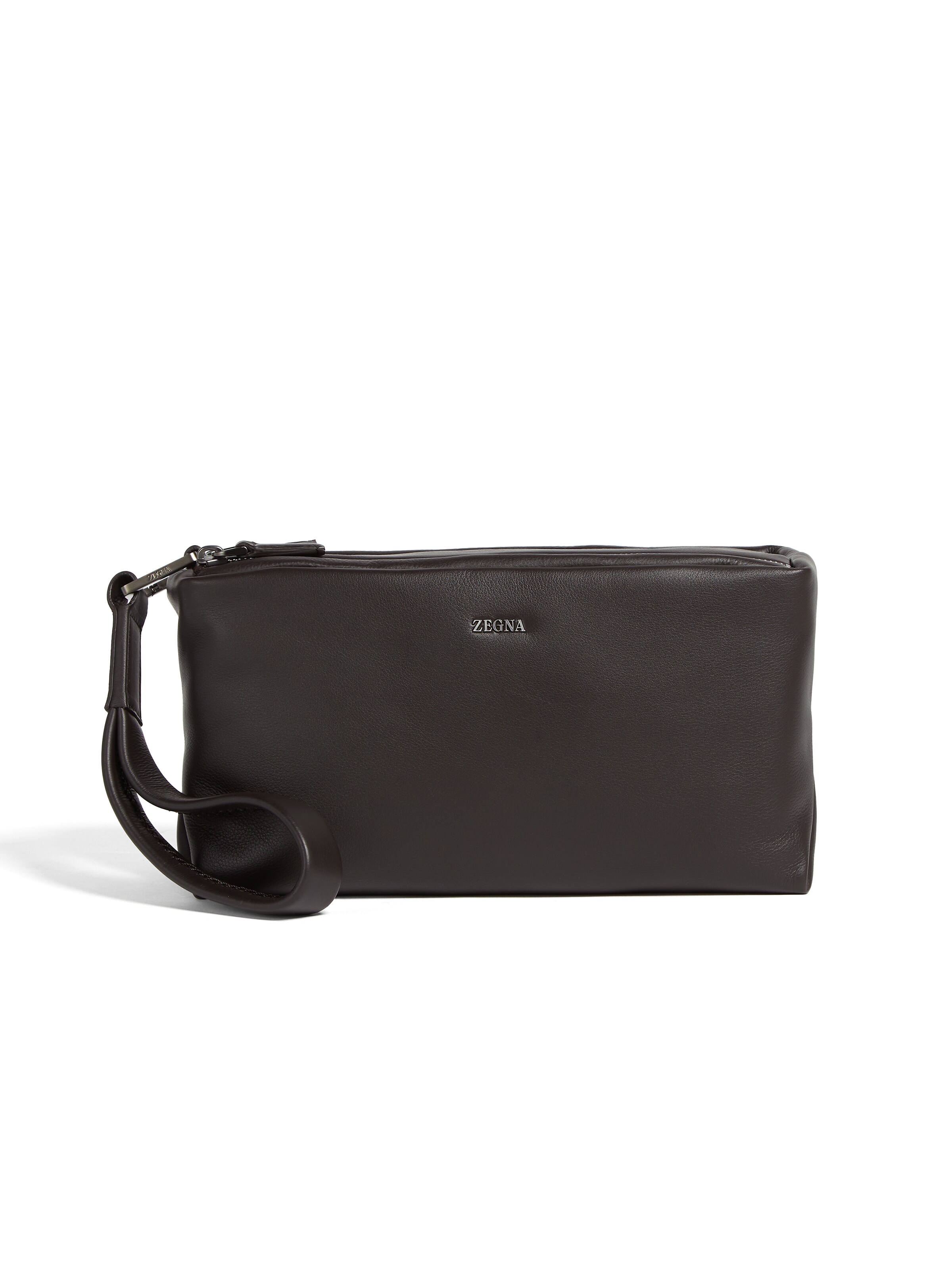 Zegna Dark Brown Secondskin Softy Pouch In Dark Brown