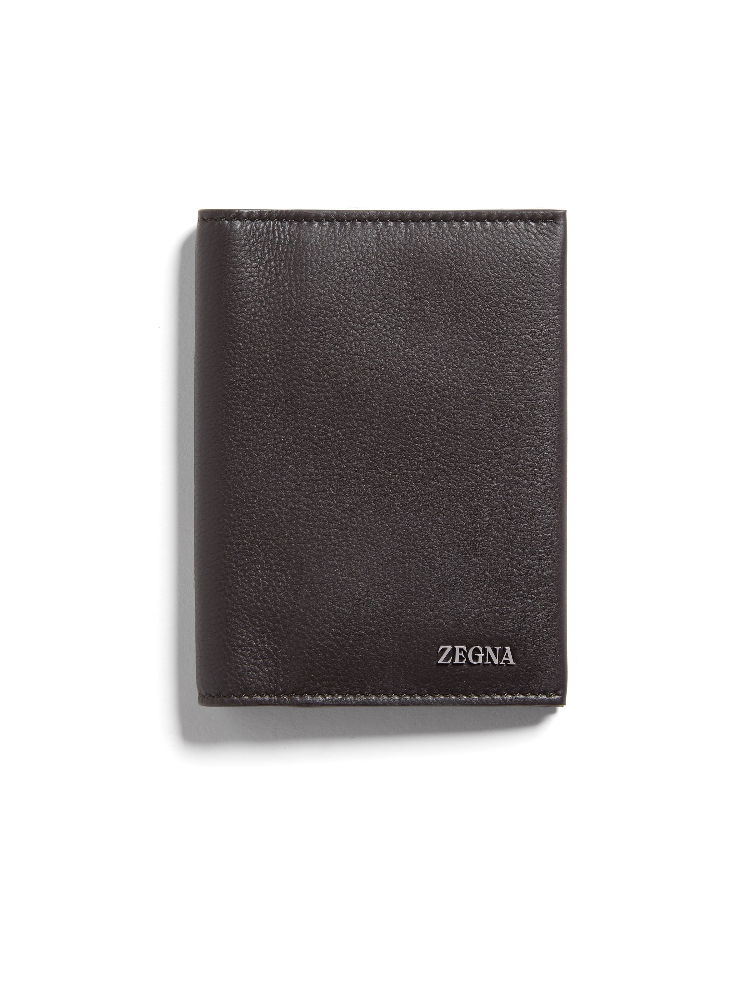 Zegna Dark Brown Secondskin Passport Case In Dark Brown