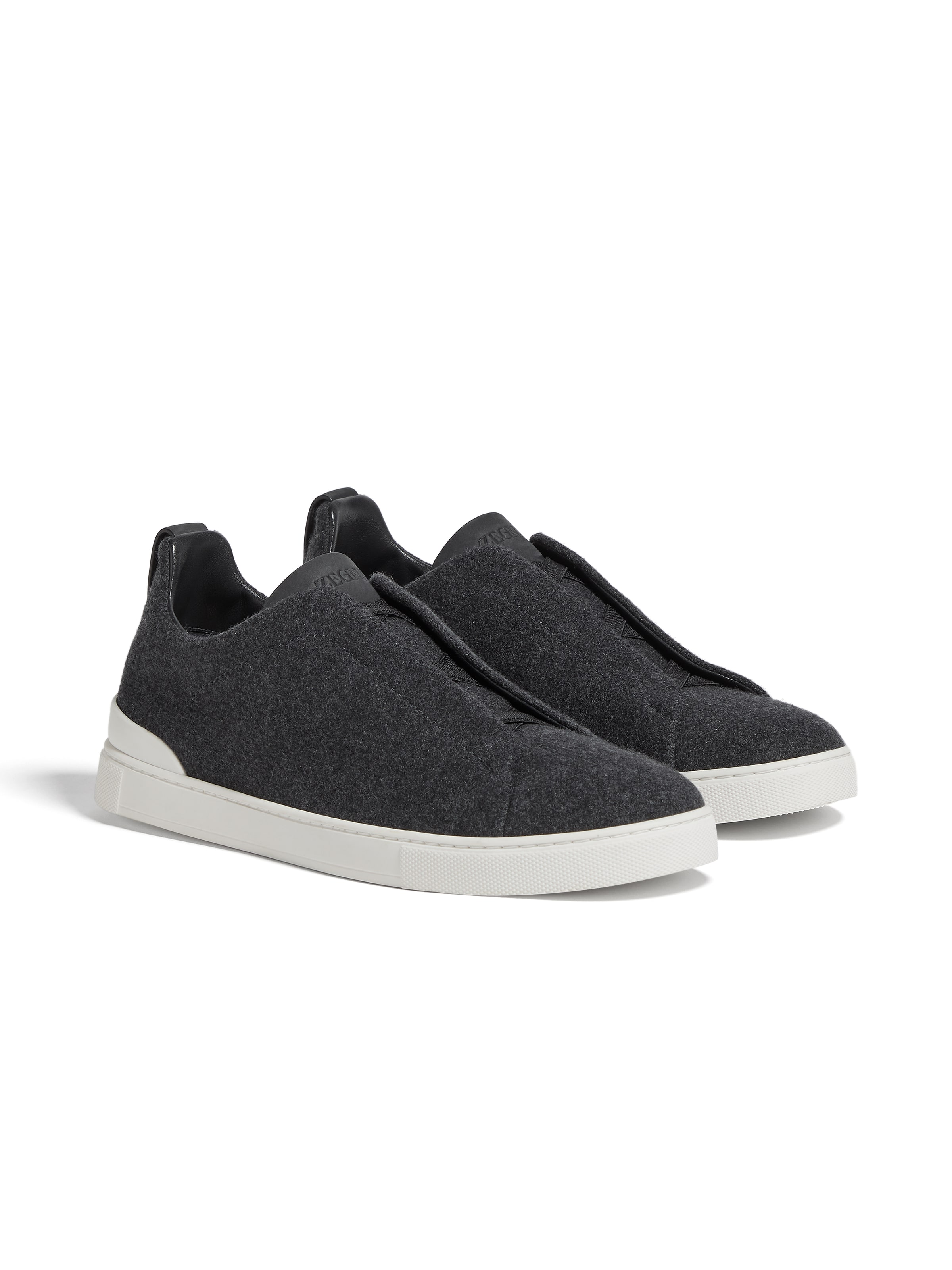 Zegna Baskets Triple Stitch En Oasi Cashmere Noir Réglisse In Dark Grey
