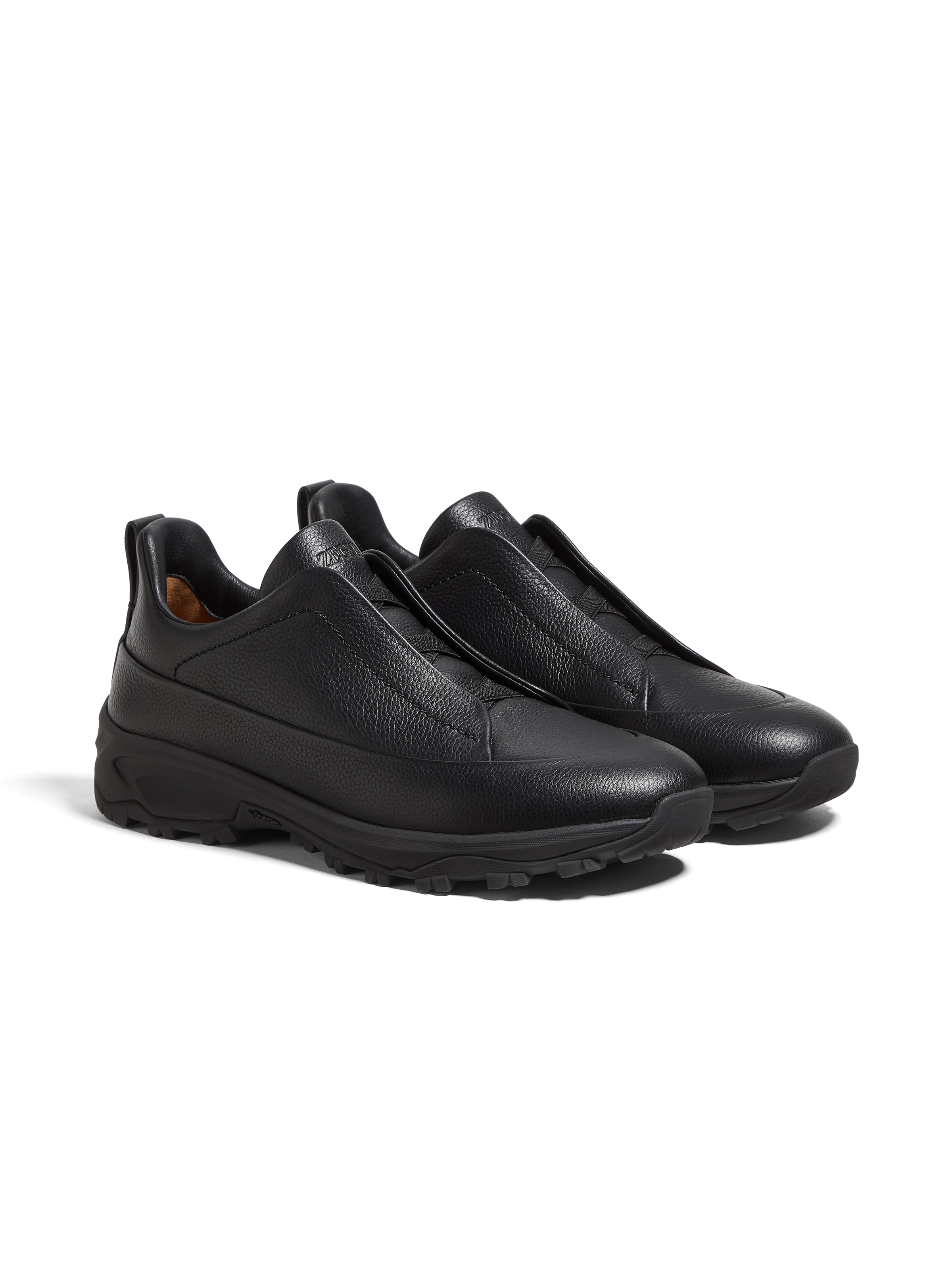 Zegna Monte Sneakers With Triple Stitching Design In Black